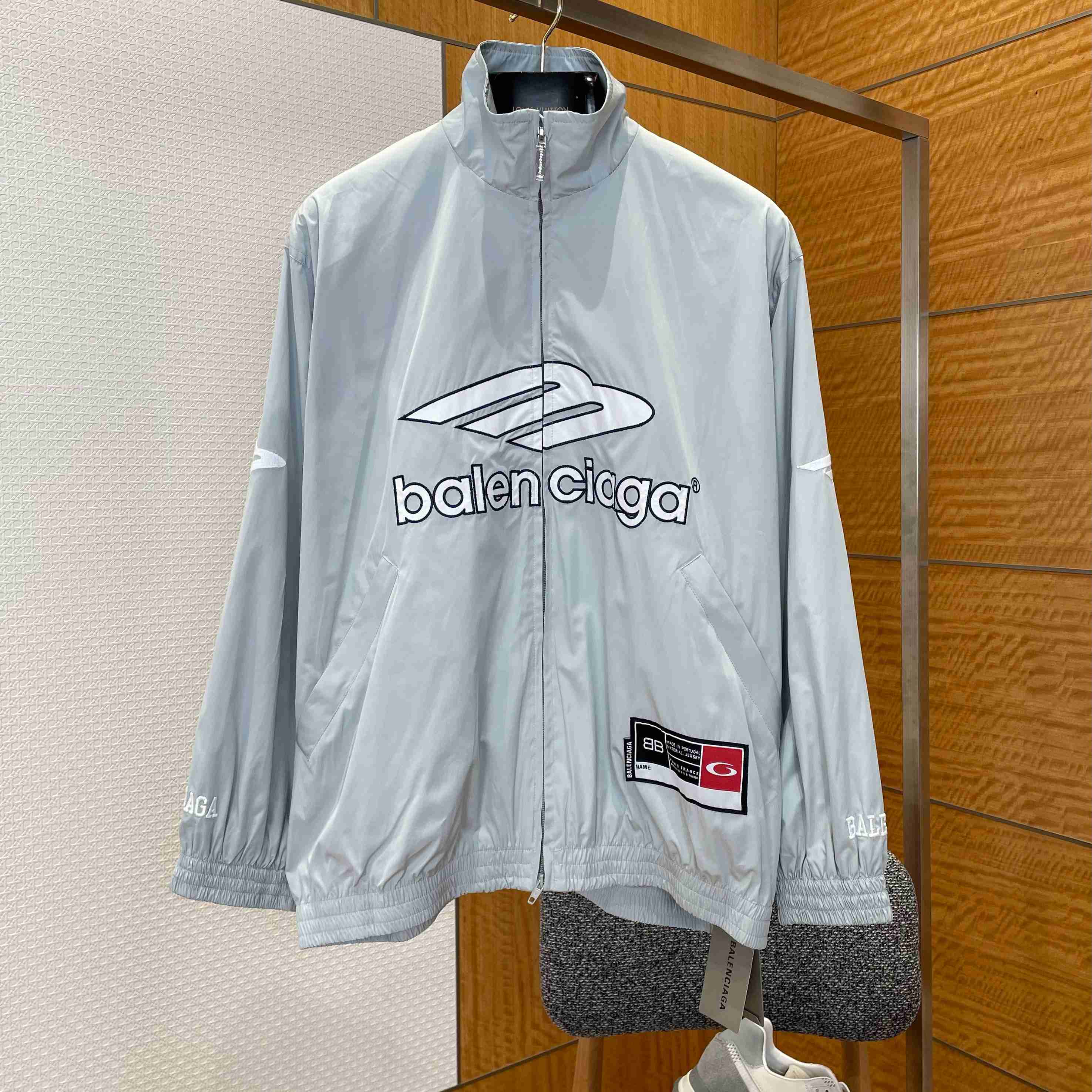 Balenciaga 3B Football Jacket In New Grey - DesignerGu