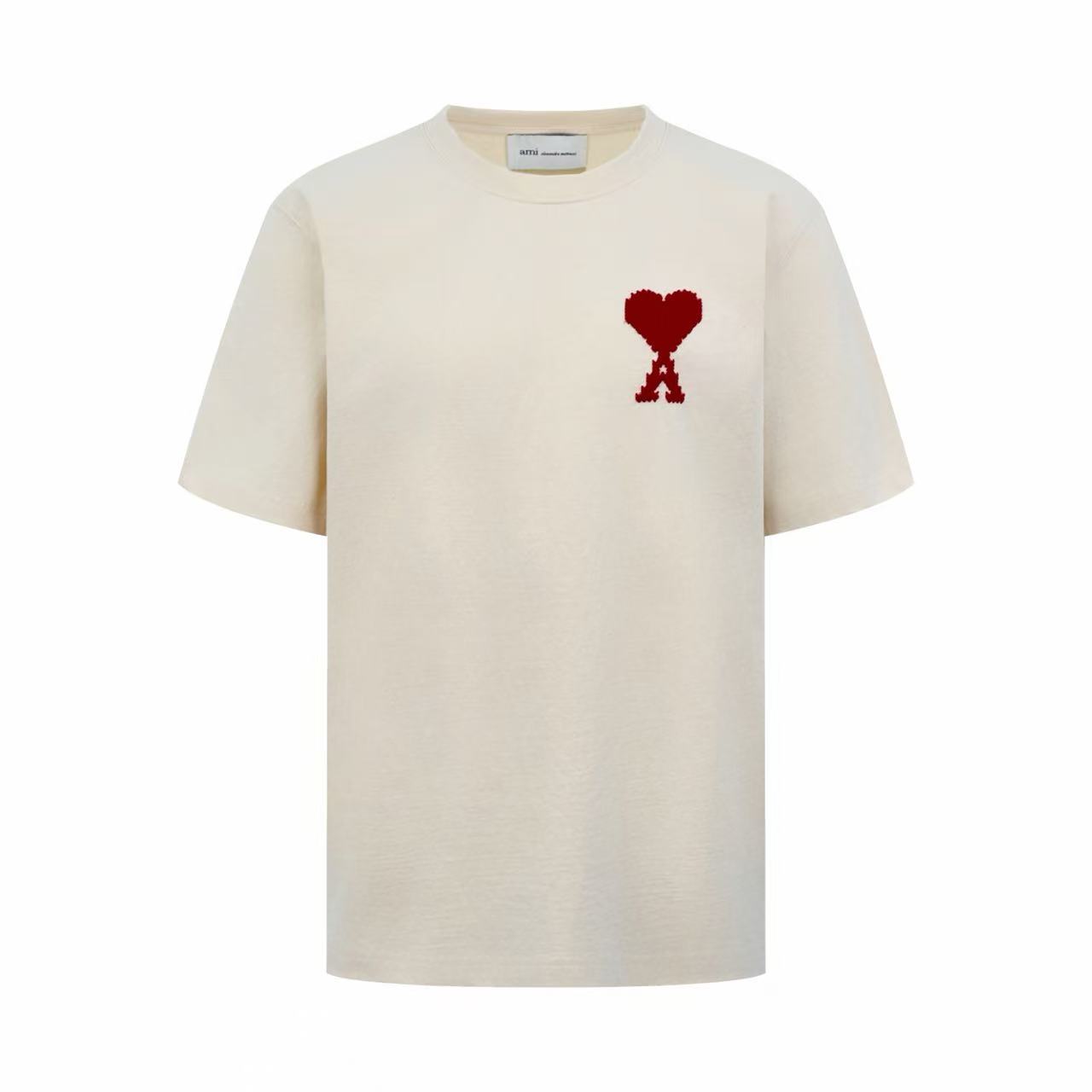 AMI Paris White Cotton Ami De Coeur T-shirt - DesignerGu