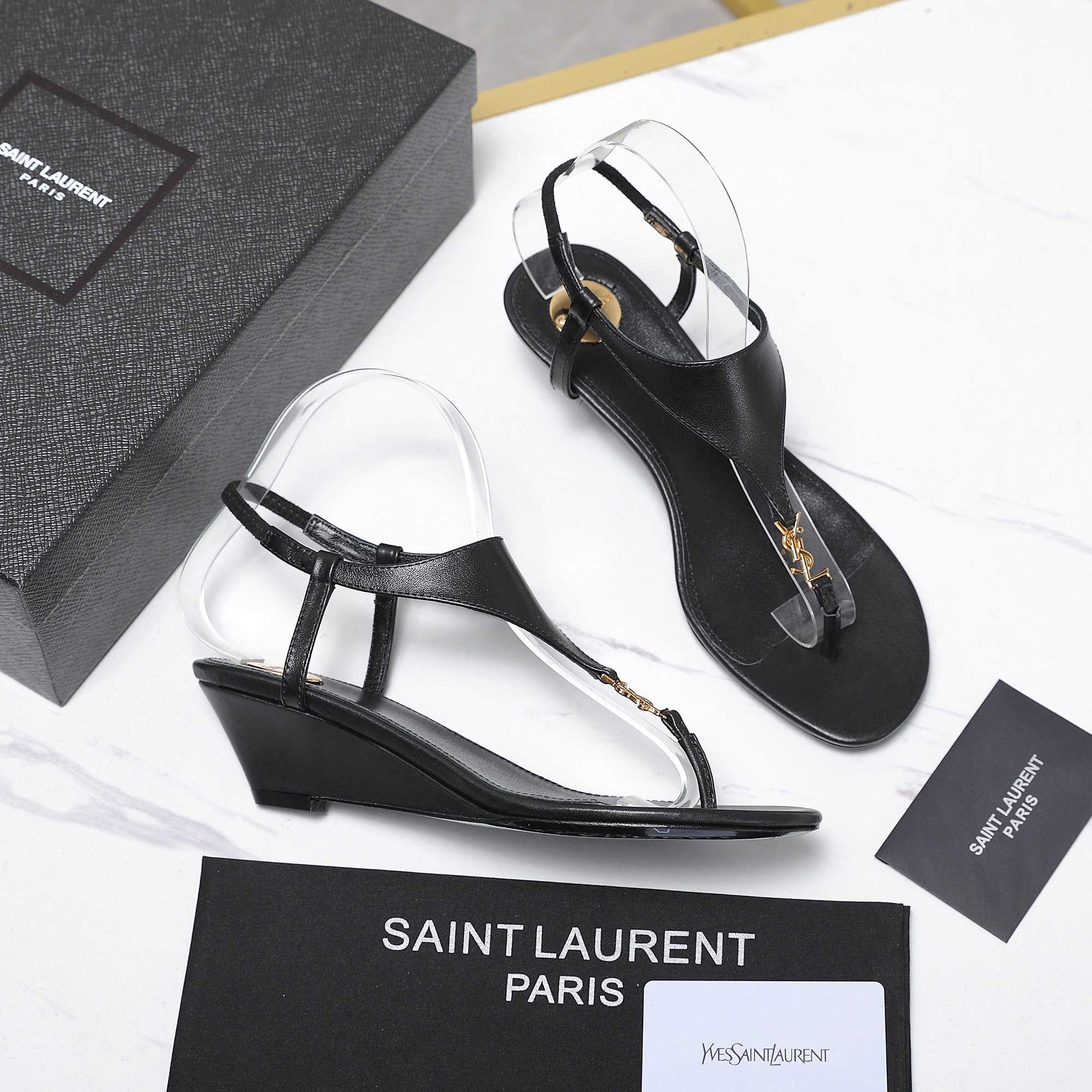 Saint Laurent Leather Sandals - DesignerGu