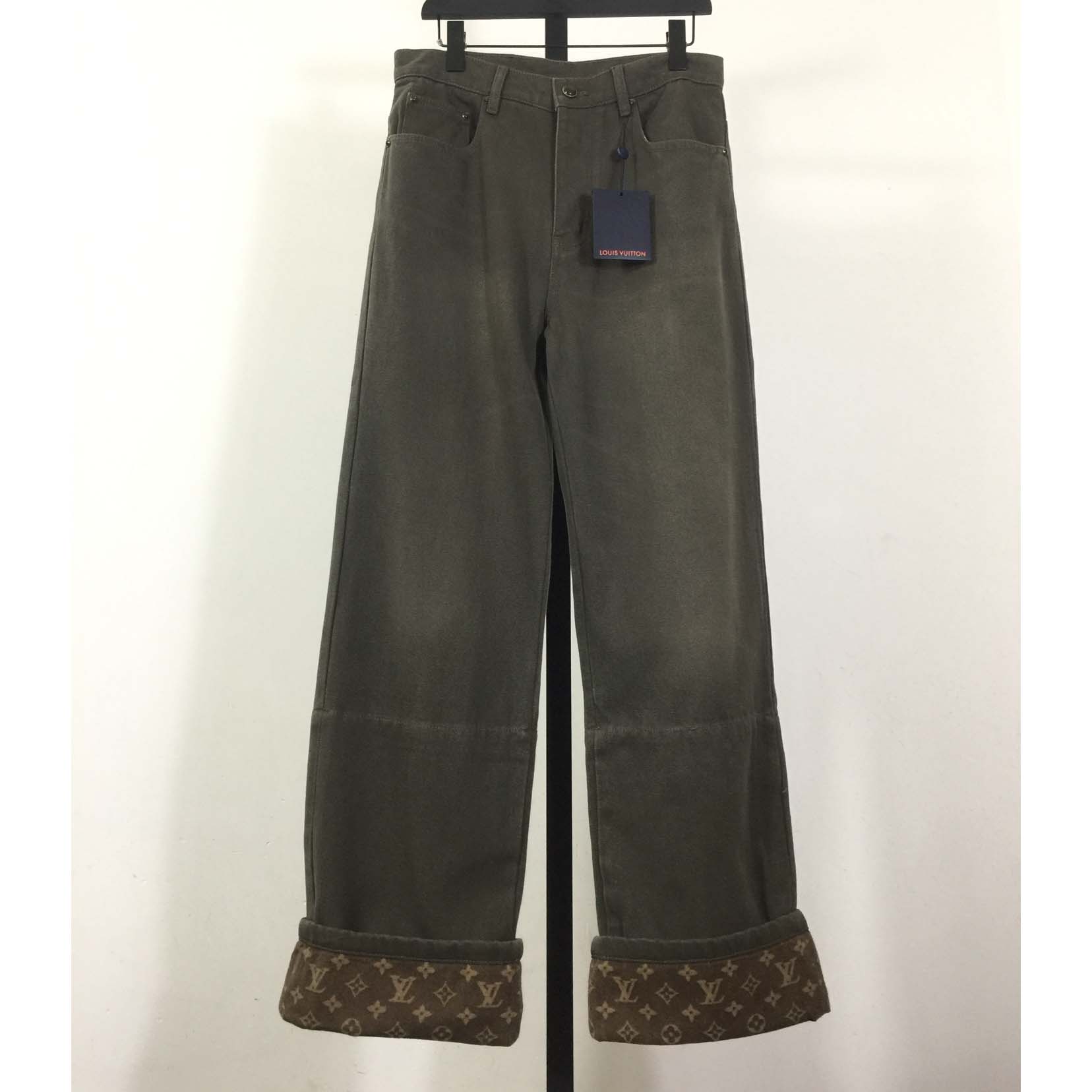 Louis Vuitton Waxed Denim Pants With Signature Turn-Ups   1AJCU6 - DesignerGu