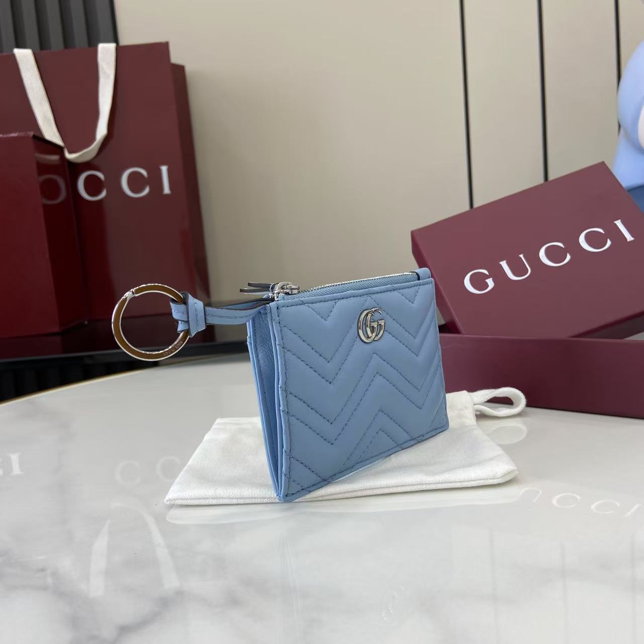 Gucci GG Marmont Zip Key Pouch - DesignerGu