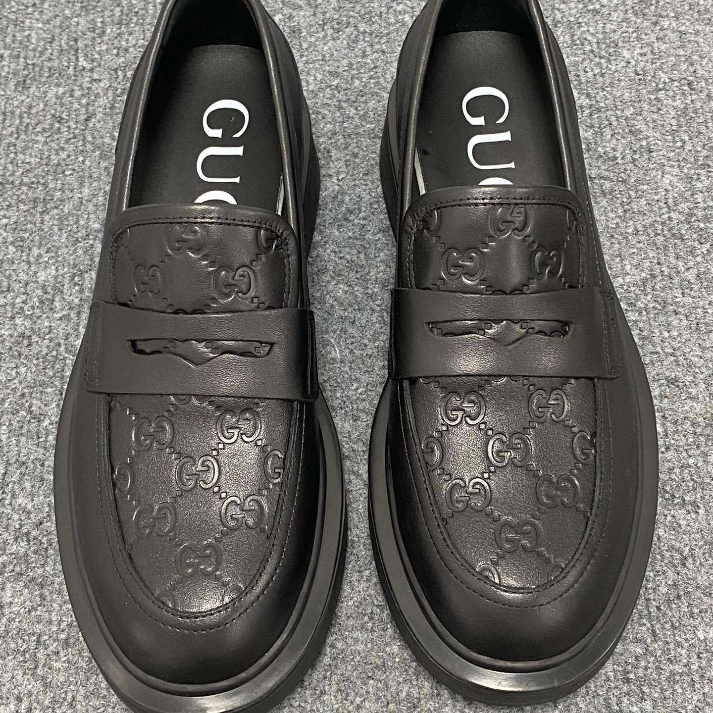 Gucci  Enki GG Leather Platform Loafers - DesignerGu