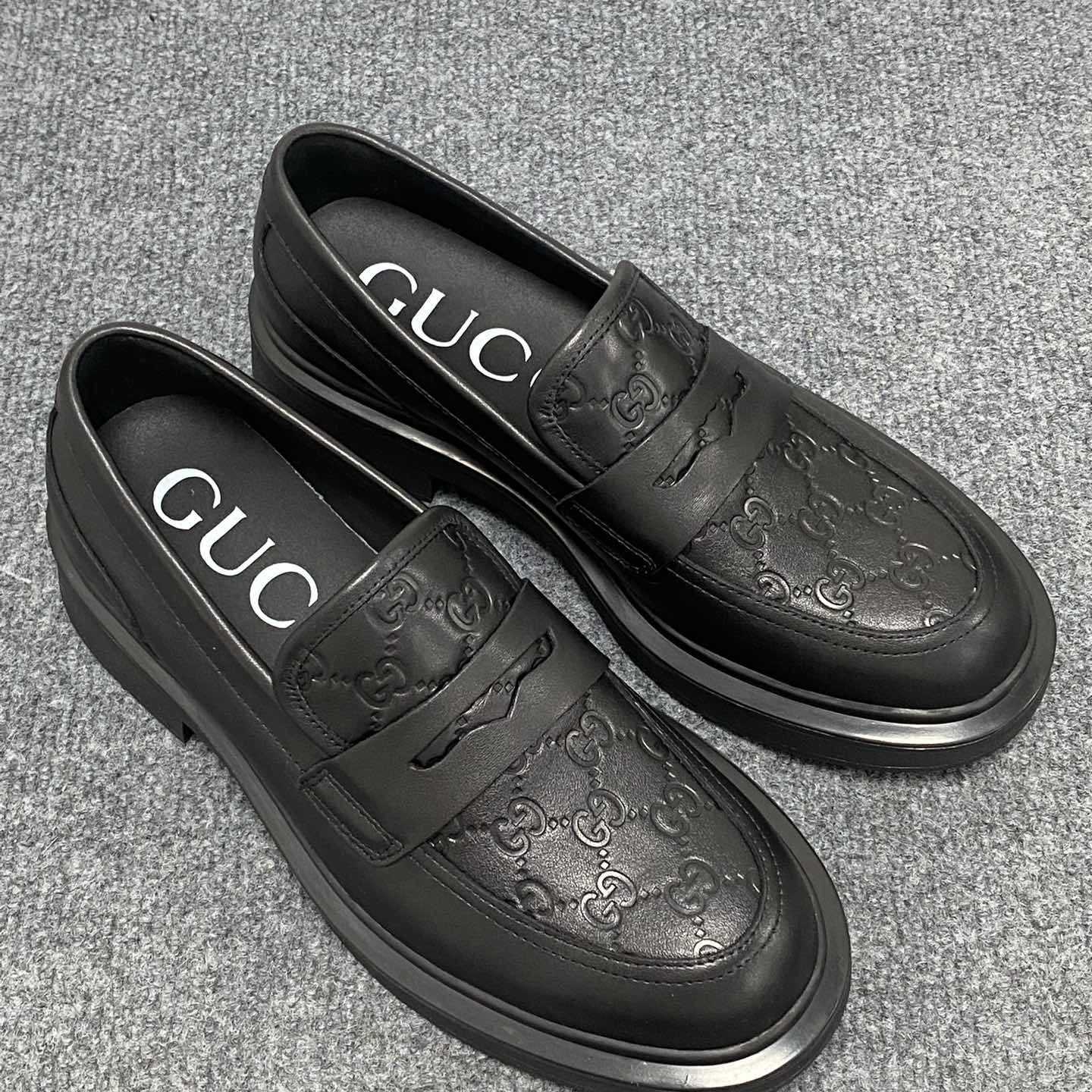 Gucci  Enki GG Leather Platform Loafers - DesignerGu