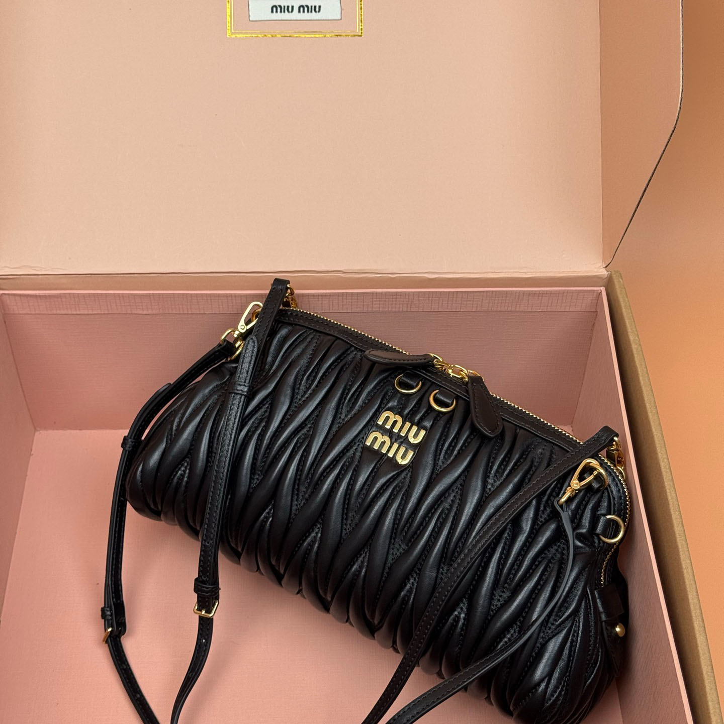 Miu Miu Caprice Matelassé Nappa Leather Clutch - DesignerGu