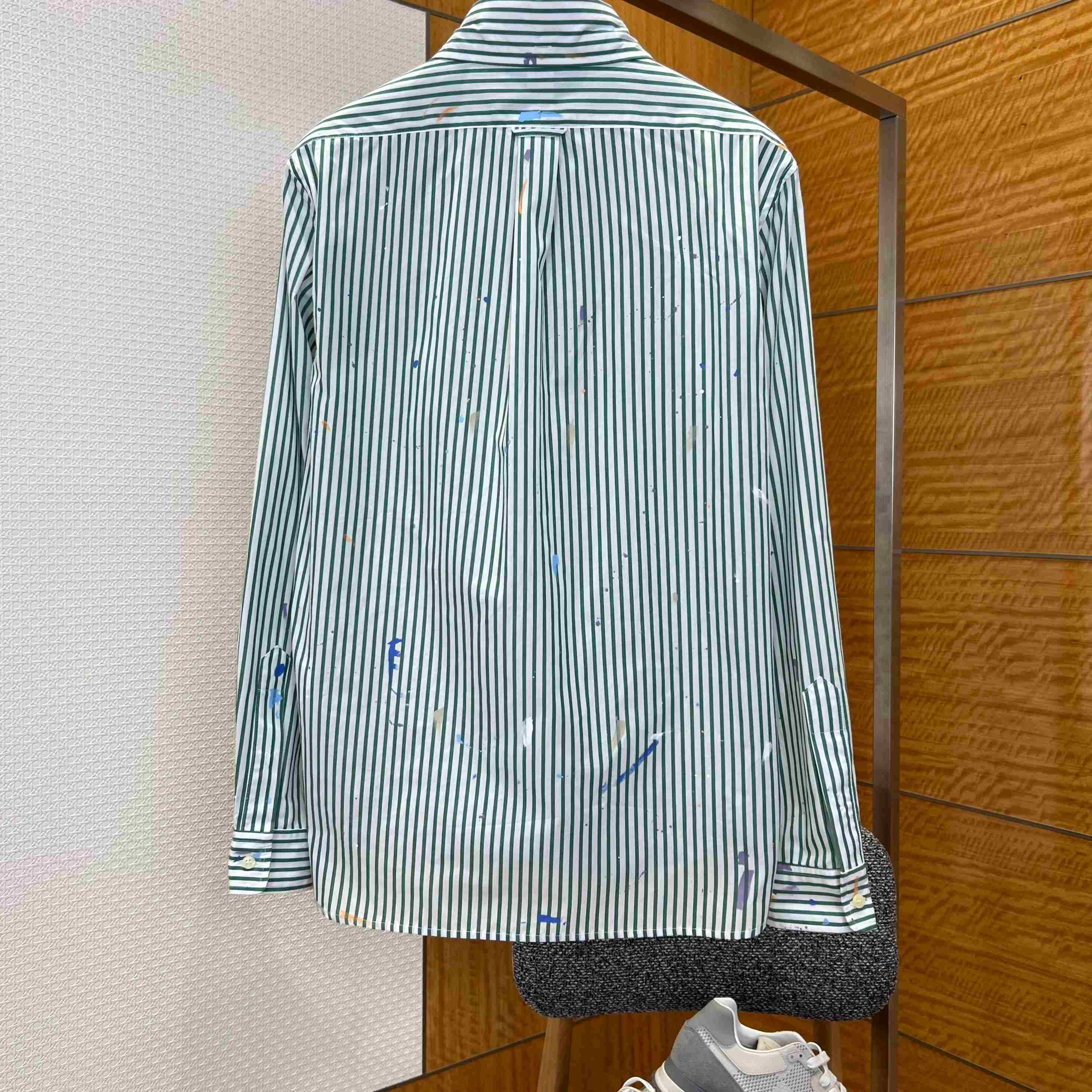  Ralph Lauren Classic Fit Paint-Splatter Striped Shirt - DesignerGu