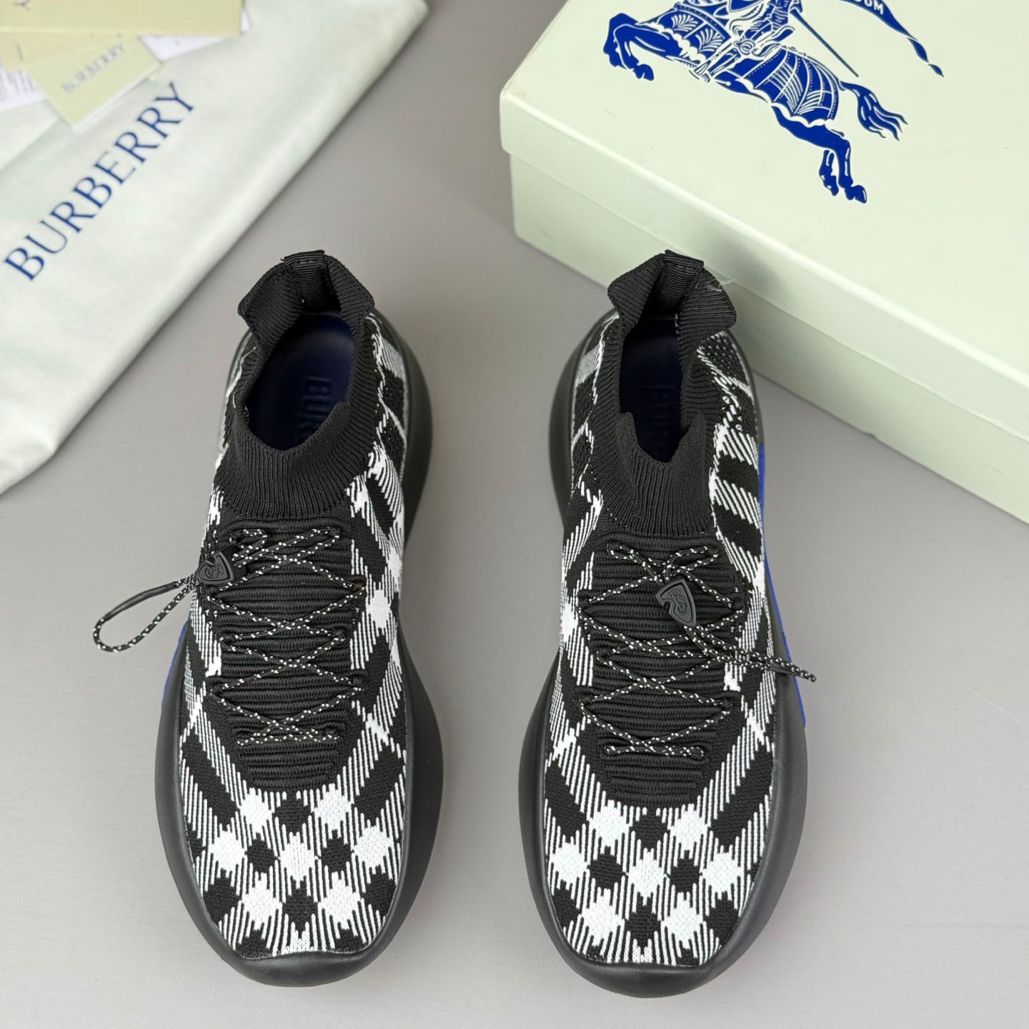 Burberry Check Knit Neptune Sneakers - DesignerGu