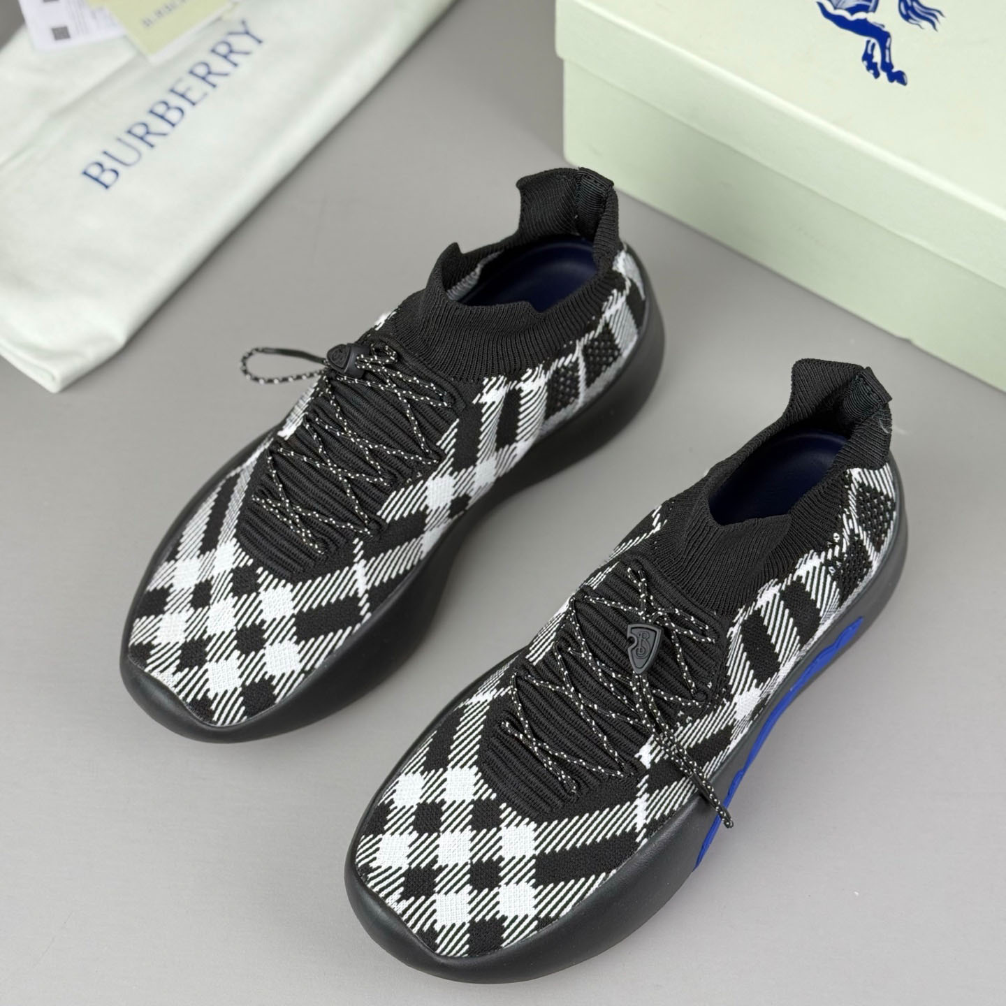 Burberry Check Knit Neptune Sneakers - DesignerGu