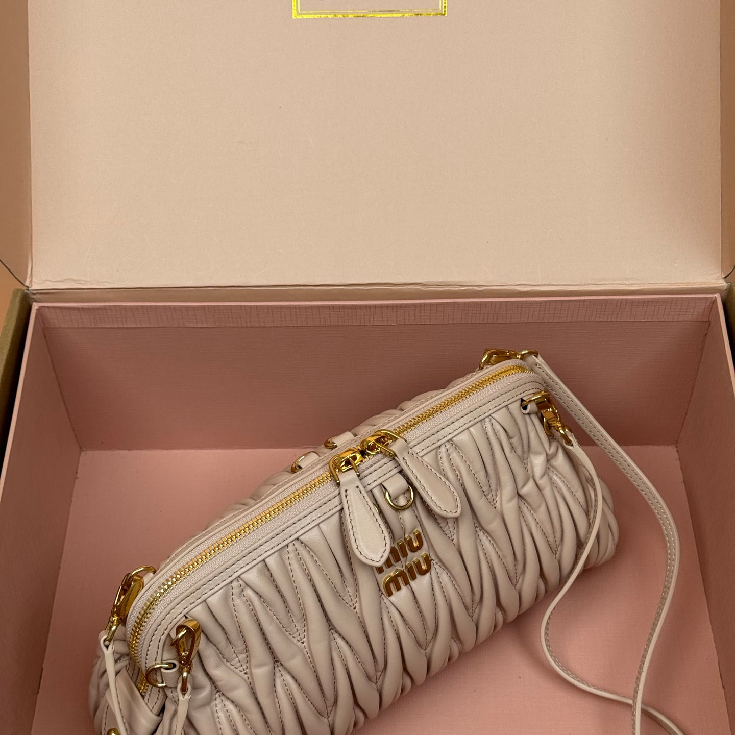 Miu Miu Caprice Matelassé Nappa Leather Clutch - DesignerGu