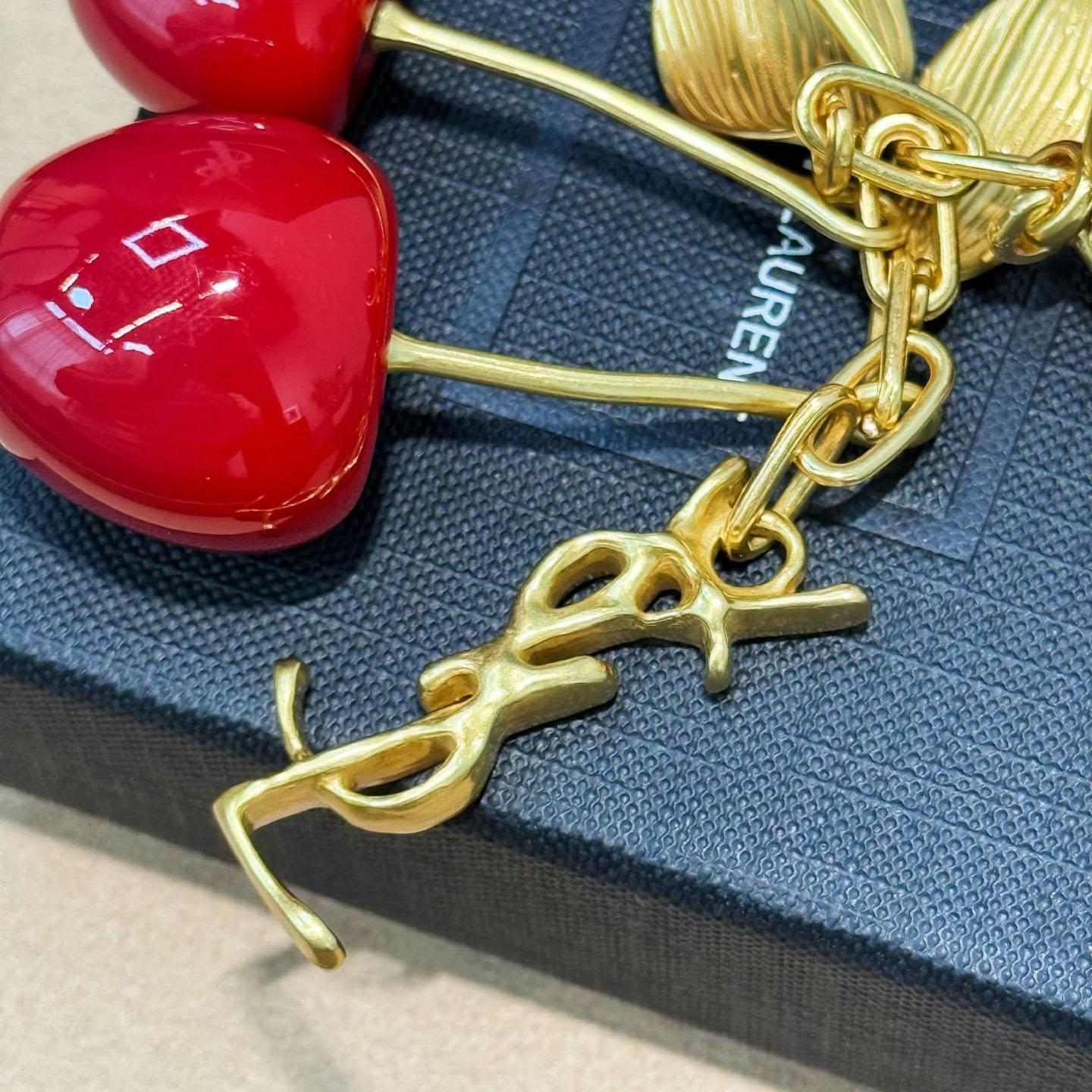 Saint Laurent CASSANDRE Cherry Bag Charm In Resin And Metal - DesignerGu