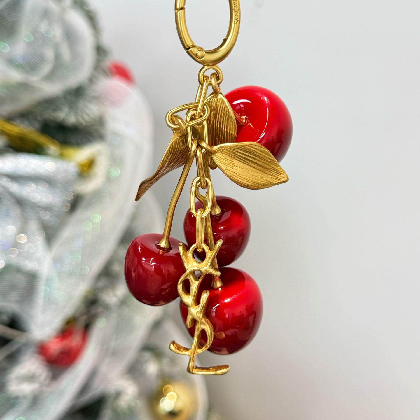 Saint Laurent CASSANDRE Cherry Bag Charm In Resin And Metal - DesignerGu