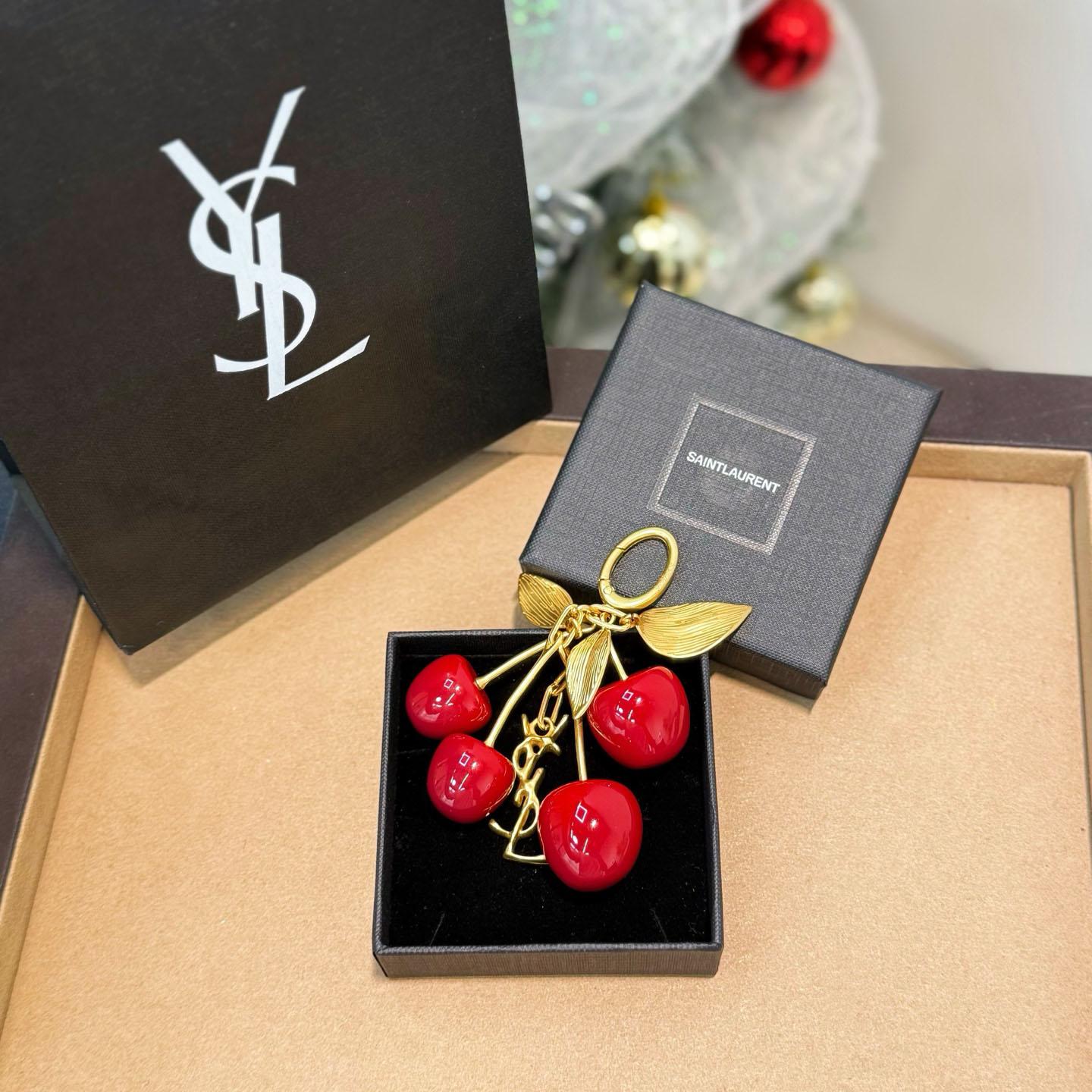 Saint Laurent CASSANDRE Cherry Bag Charm In Resin And Metal - DesignerGu