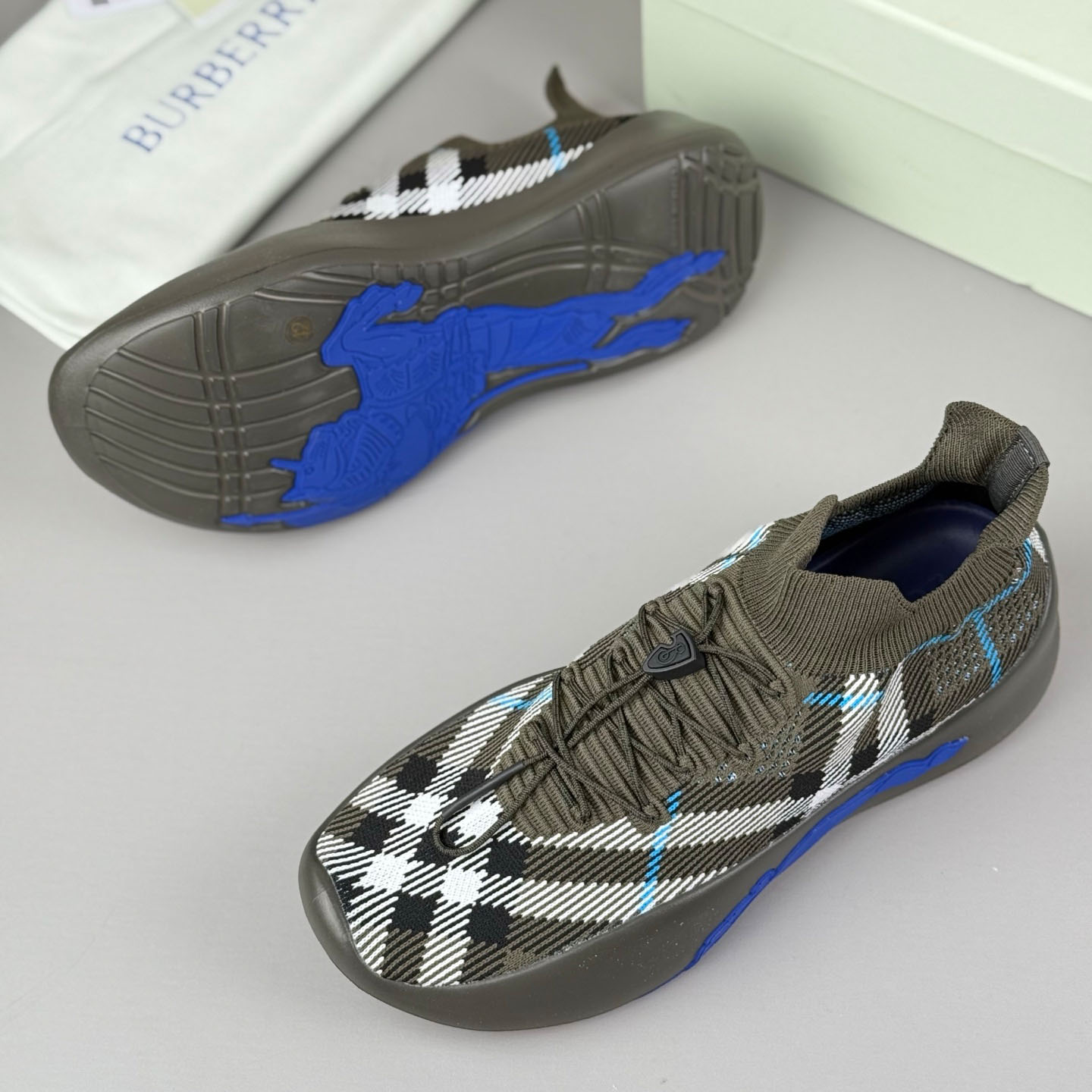 Burberry Check Knit Neptune Sneakers - DesignerGu