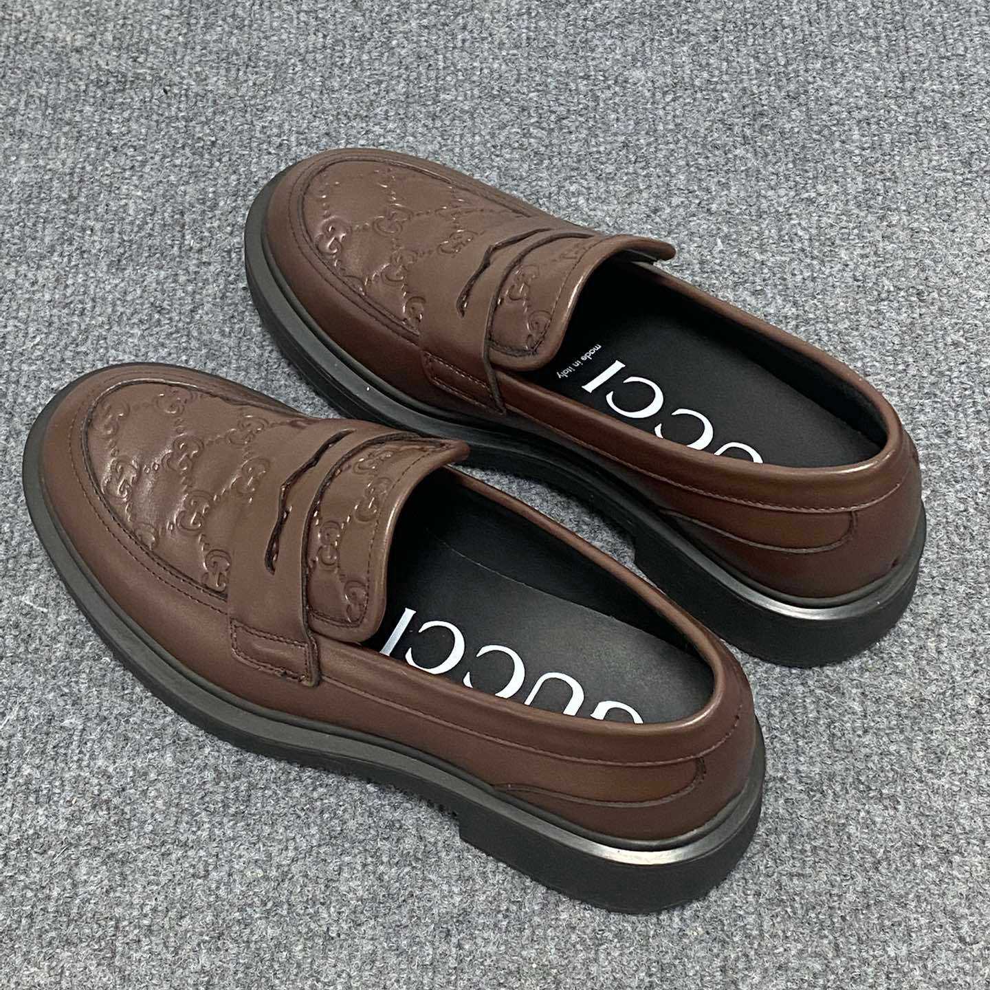 Gucci  Enki GG Leather Platform Loafers - DesignerGu