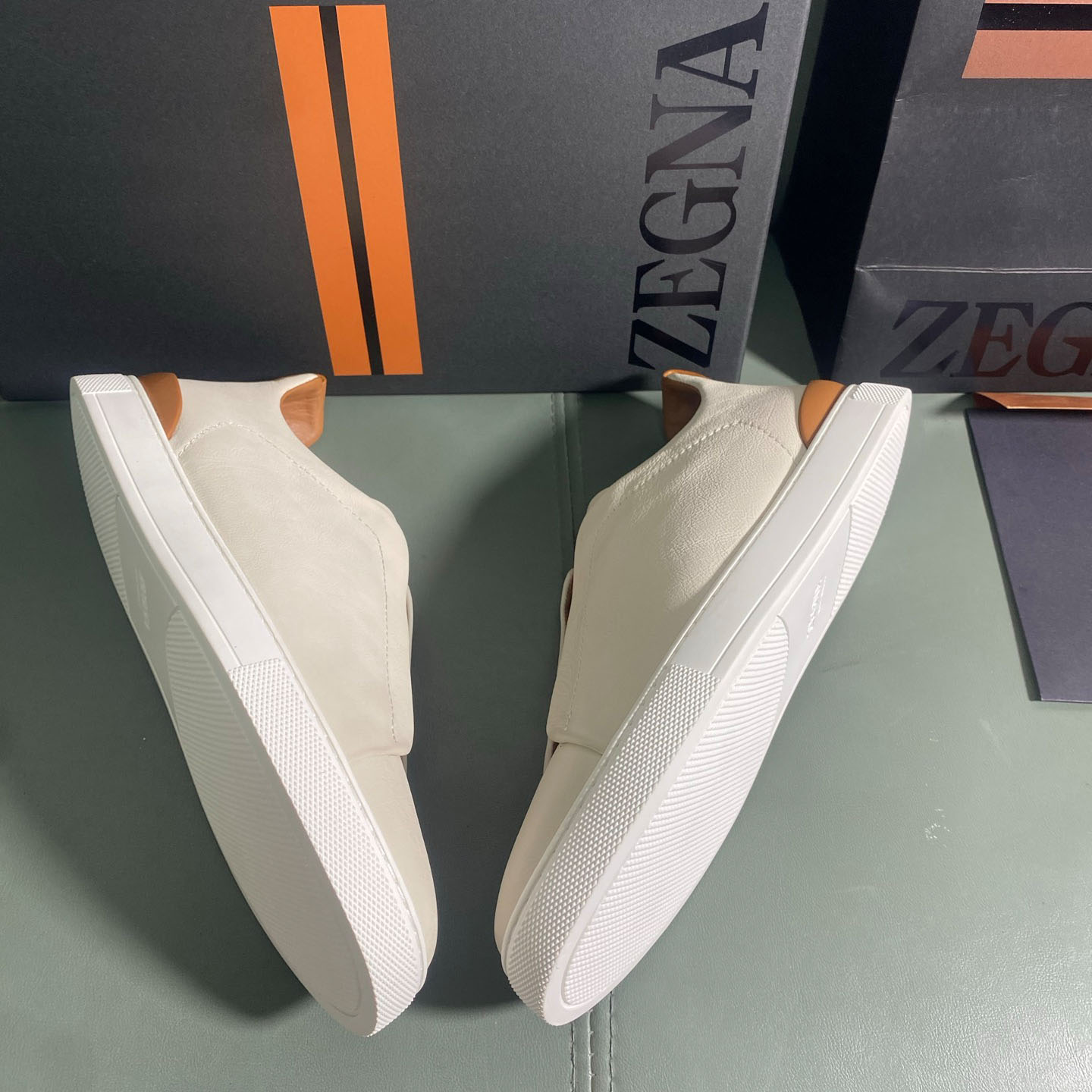 Zegna Off White Deerskin Triple Stitch™ Sneakers - DesignerGu