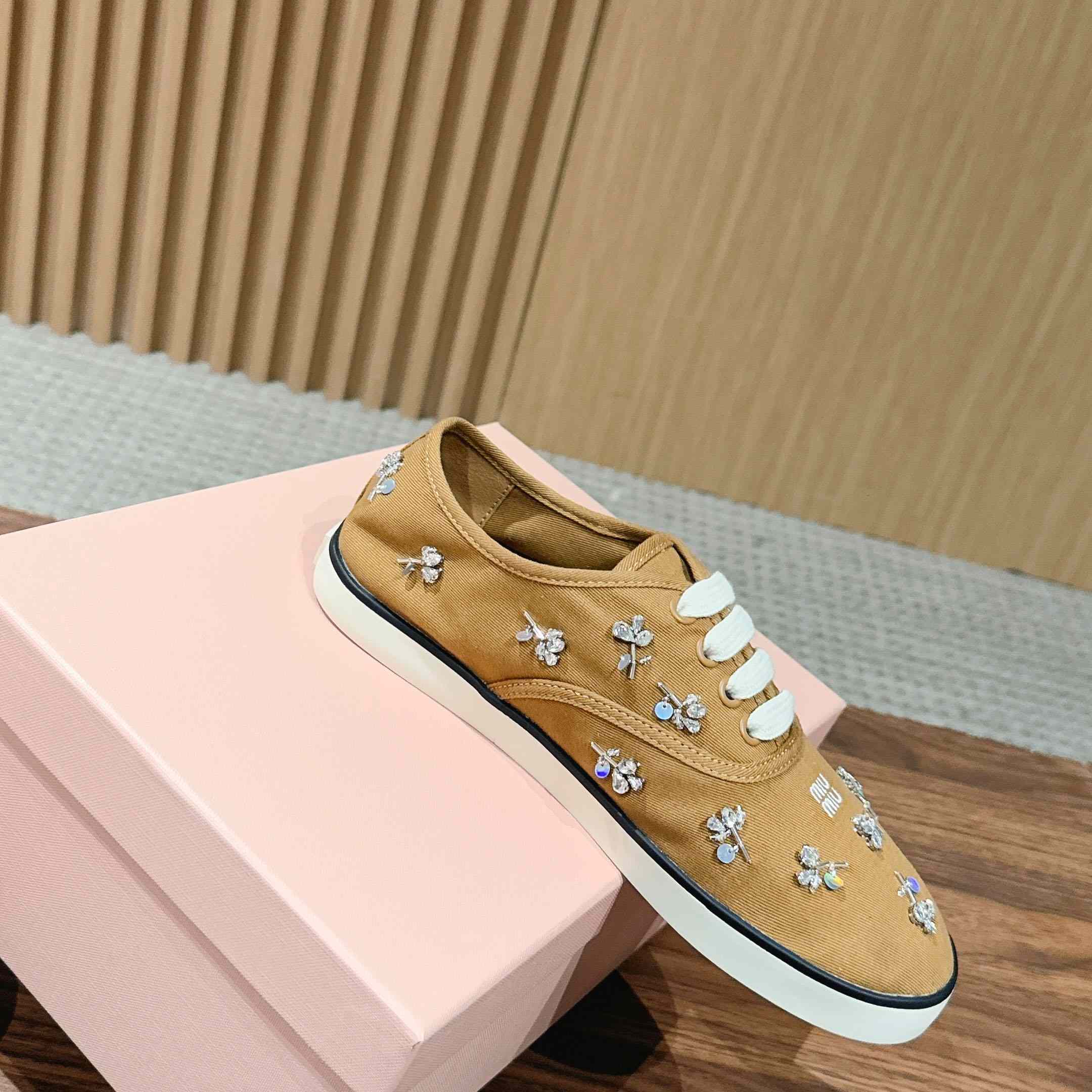 Miu Miu Embroidered Drill Sneakers - DesignerGu