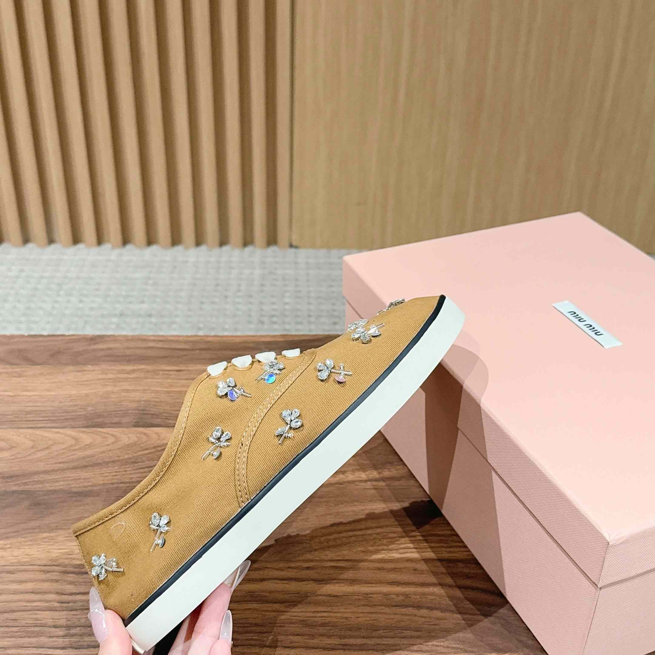 Miu Miu Embroidered Drill Sneakers - DesignerGu
