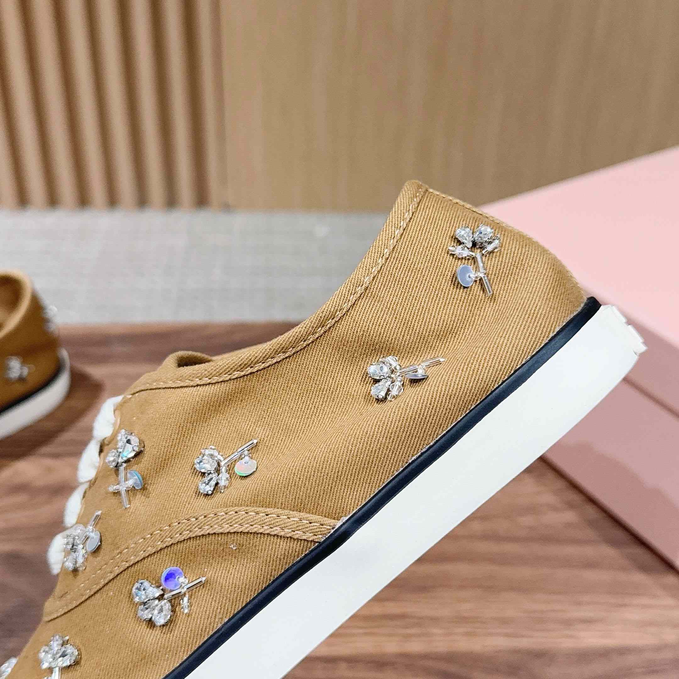 Miu Miu Embroidered Drill Sneakers - DesignerGu