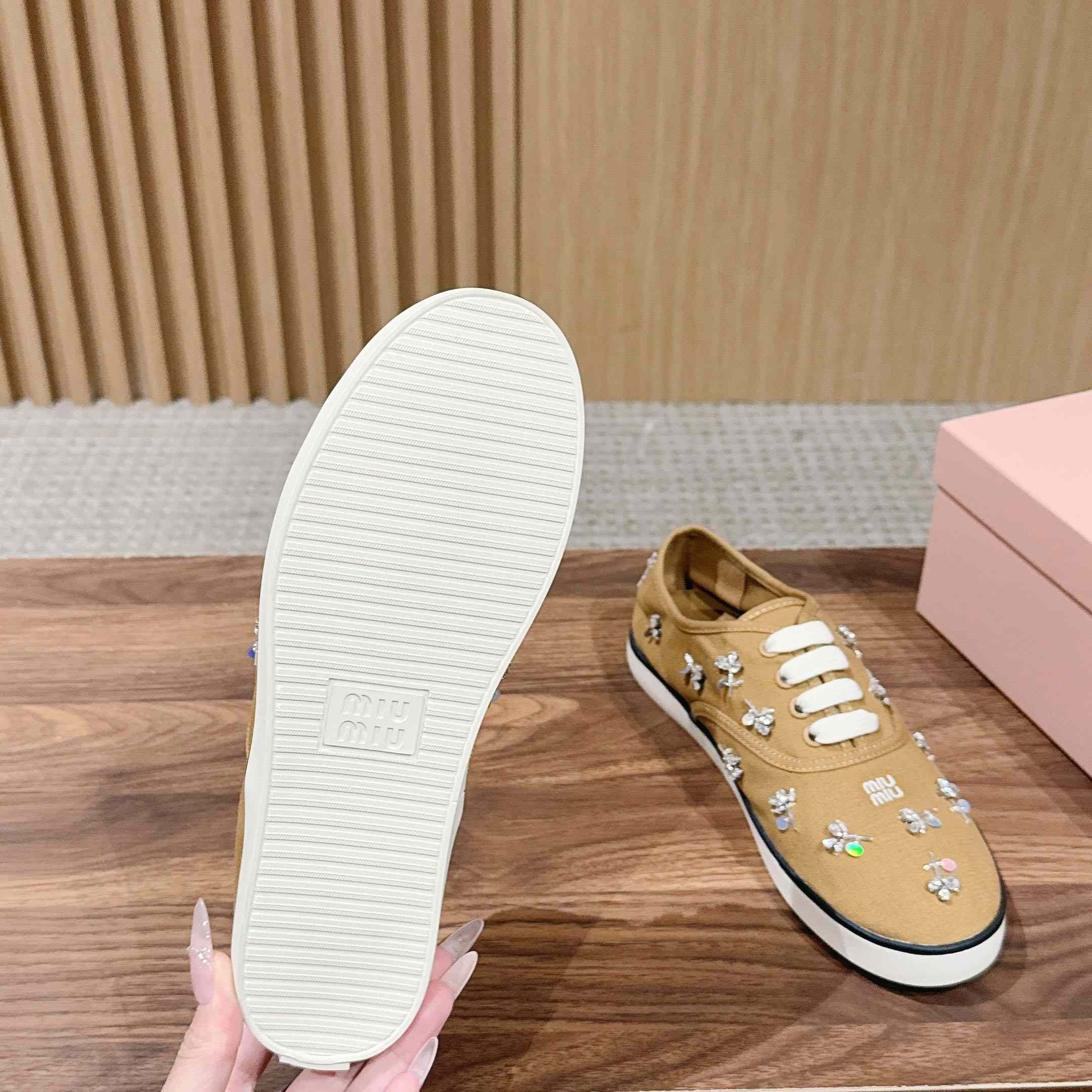 Miu Miu Embroidered Drill Sneakers - DesignerGu