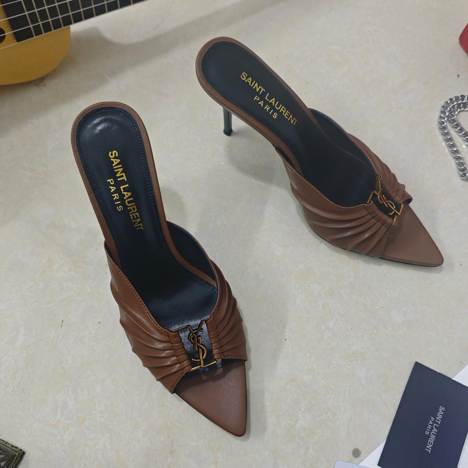 Saint Laurent BABYLONE Mules In Smooth Leather - DesignerGu