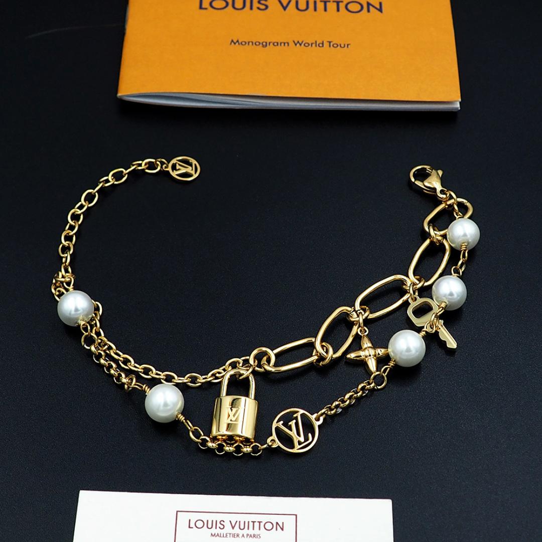 Louis Vuitton LV Mix Chains Bracelet   M1380A - DesignerGu