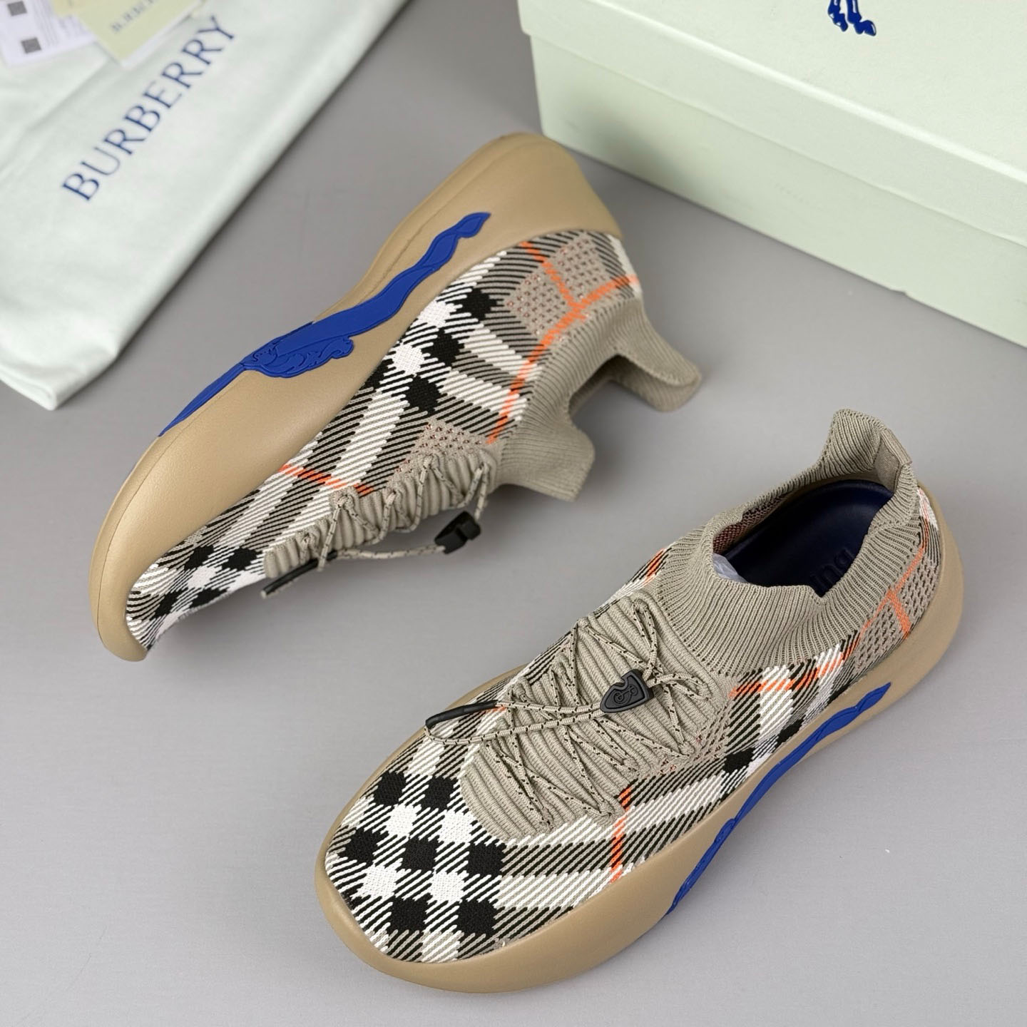 Burberry Check Knit Neptune Sneakers - DesignerGu