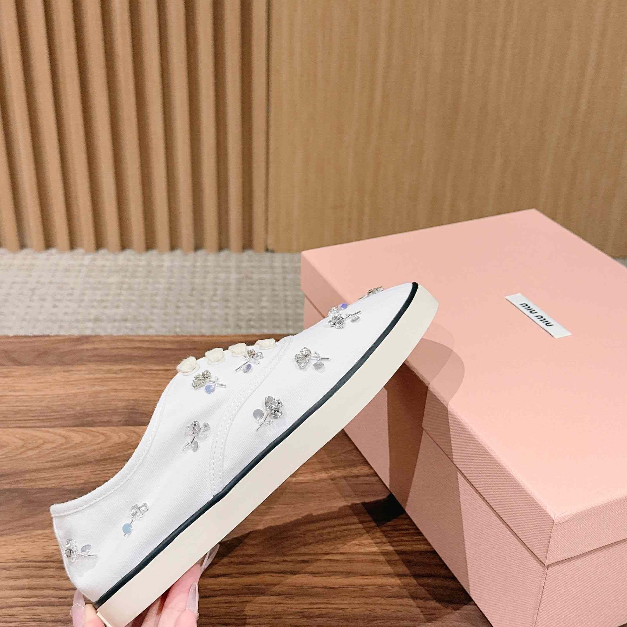 Miu Miu Embroidered Drill Sneakers - DesignerGu