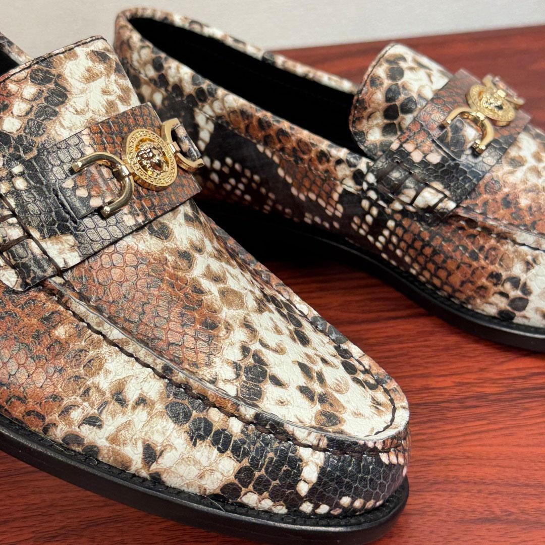 Versace Snakeskin-Effect Loafers - DesignerGu