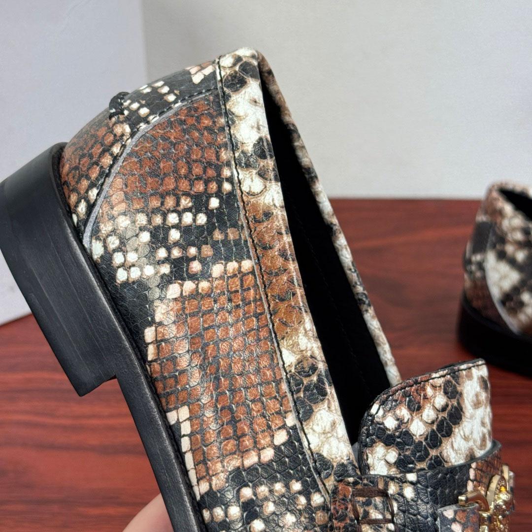 Versace Snakeskin-Effect Loafers - DesignerGu