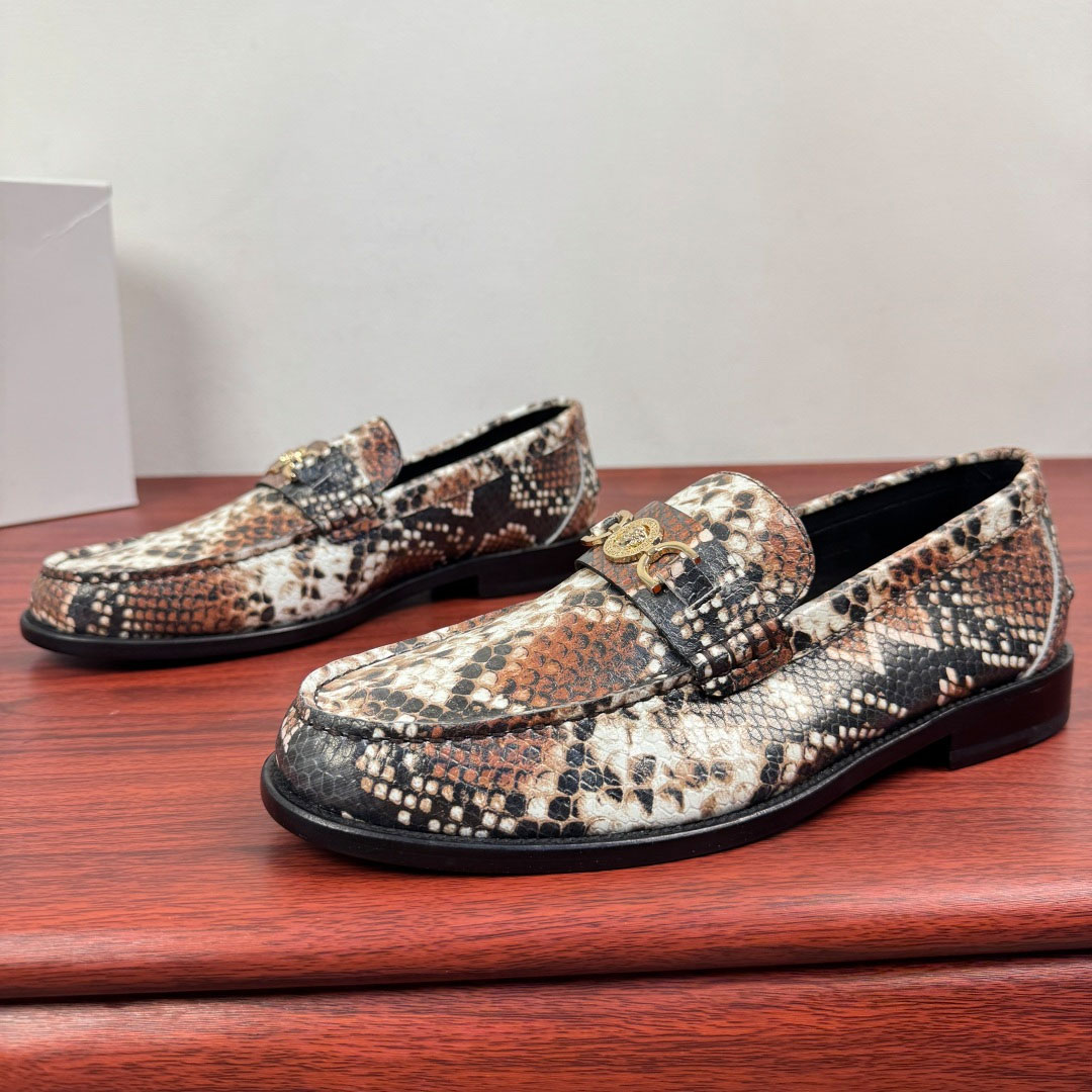 Versace Snakeskin-Effect Loafers - DesignerGu
