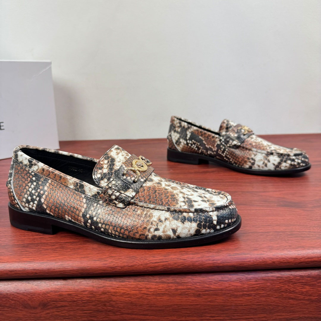 Versace Snakeskin-Effect Loafers - DesignerGu