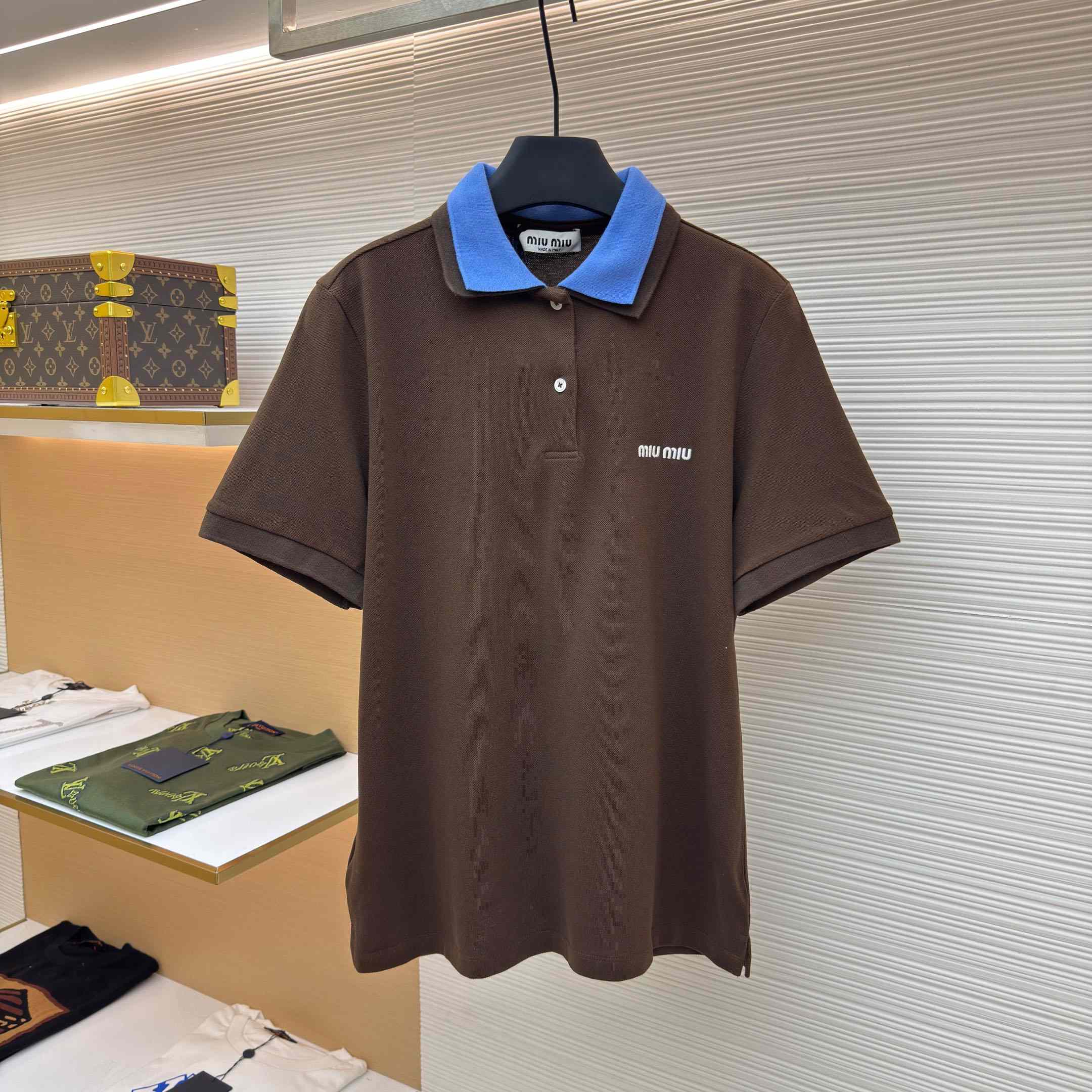 Miu Miu Cotton Piqué Polo Shirt - DesignerGu