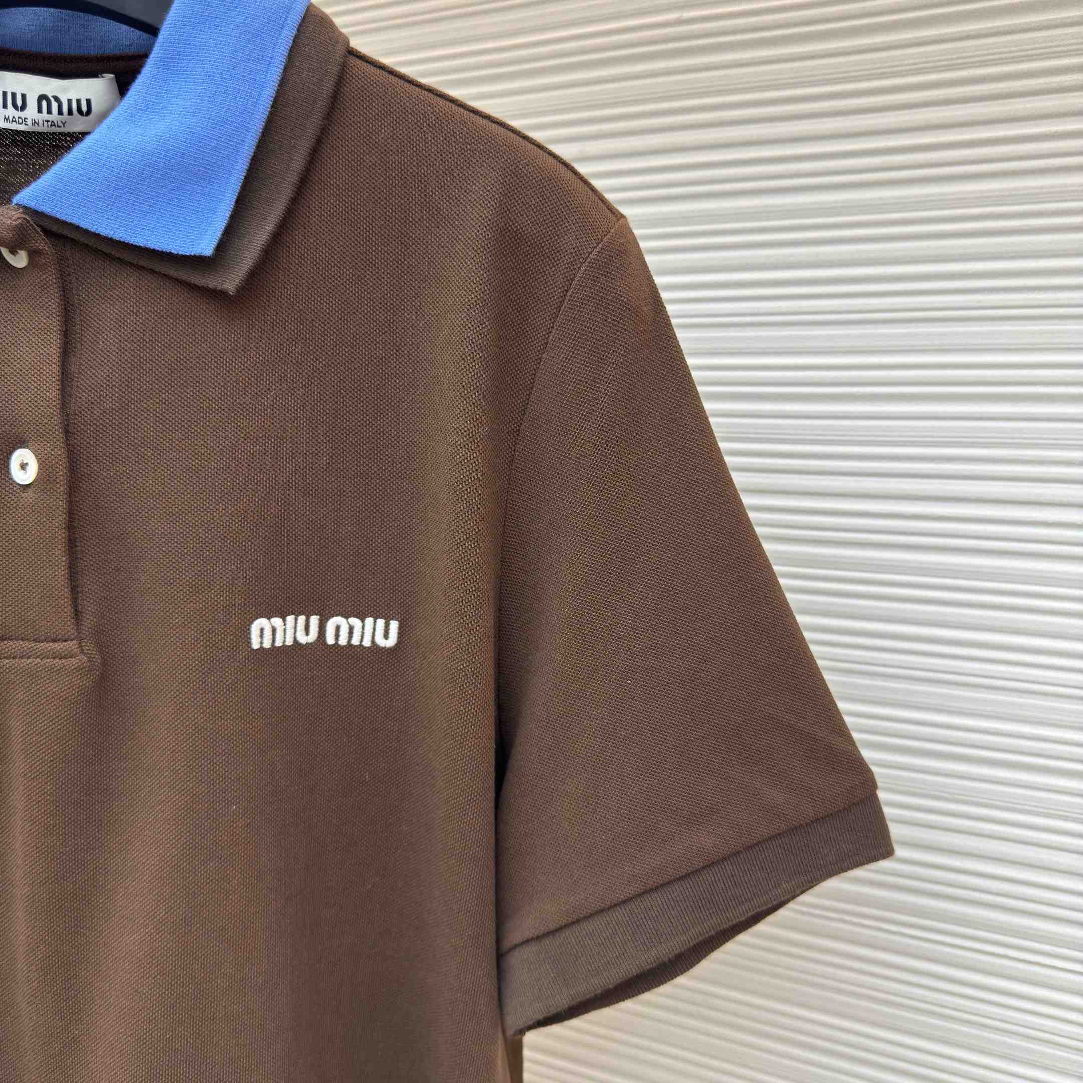 Miu Miu Cotton Piqué Polo Shirt - DesignerGu