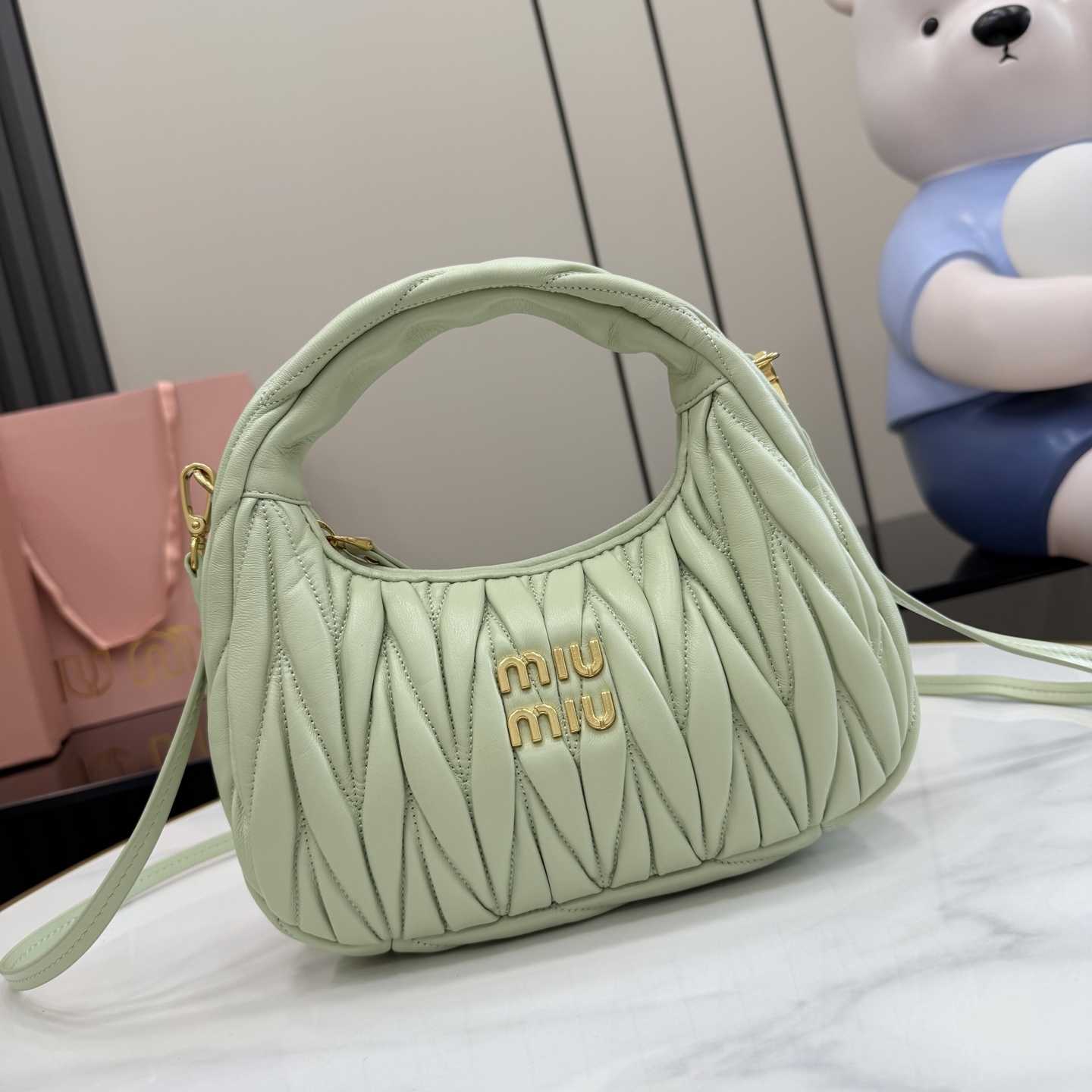 Miu Miu Wander Matelassé Nappa Leather Hobo Bag  - DesignerGu
