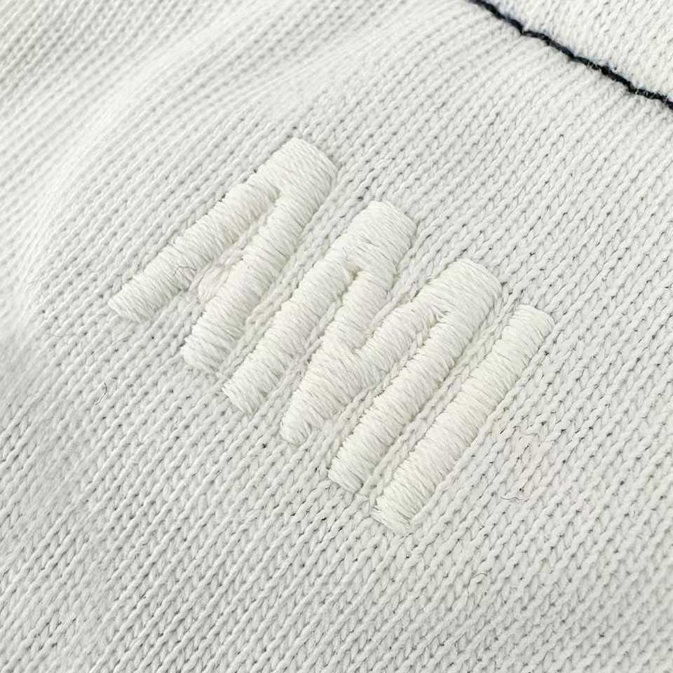 AMI Paris White And Blue Cotton Ami De Coeur Knitted Patch T-shirt - DesignerGu