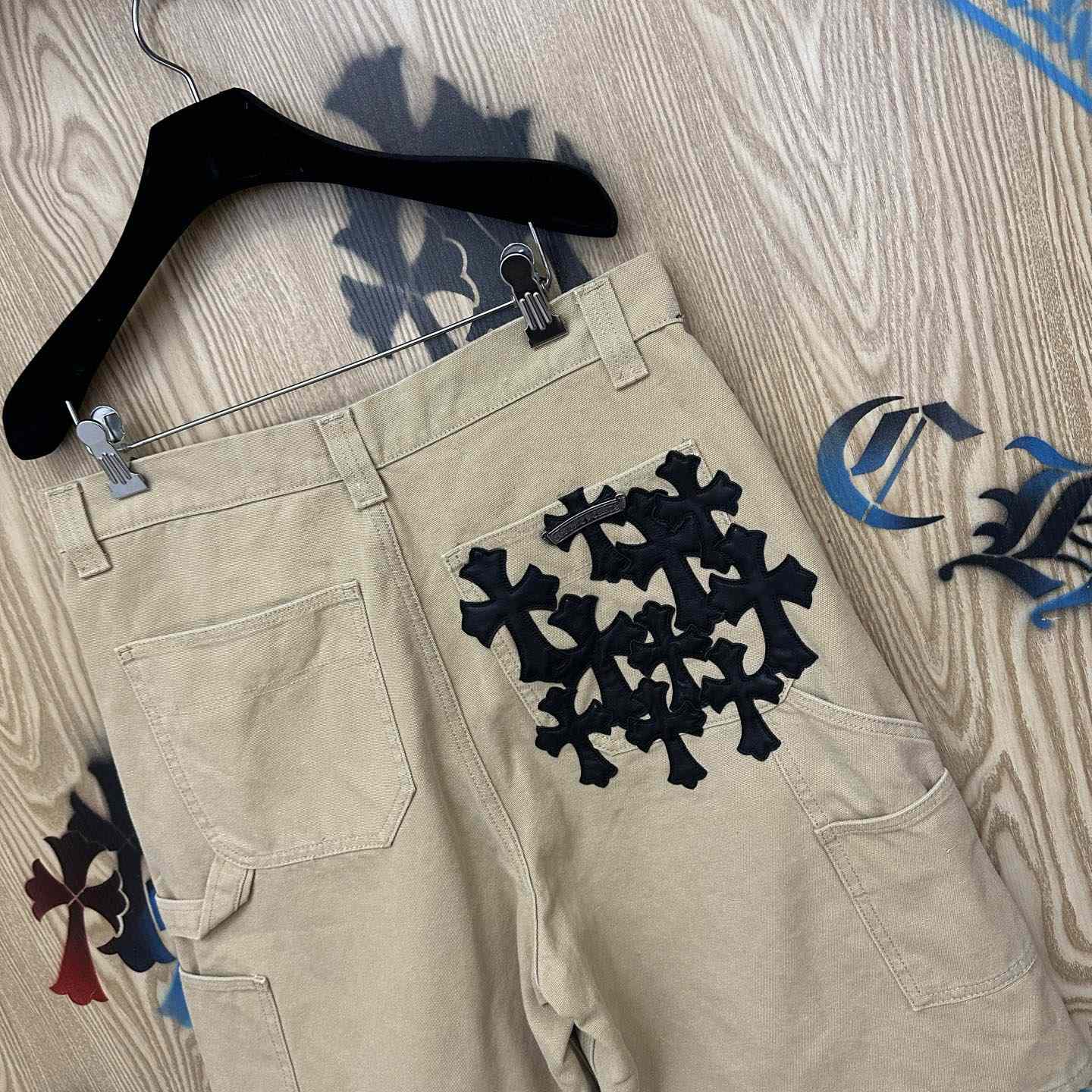 Chrome Hearts Double Knee Cross Patch Shorts - DesignerGu