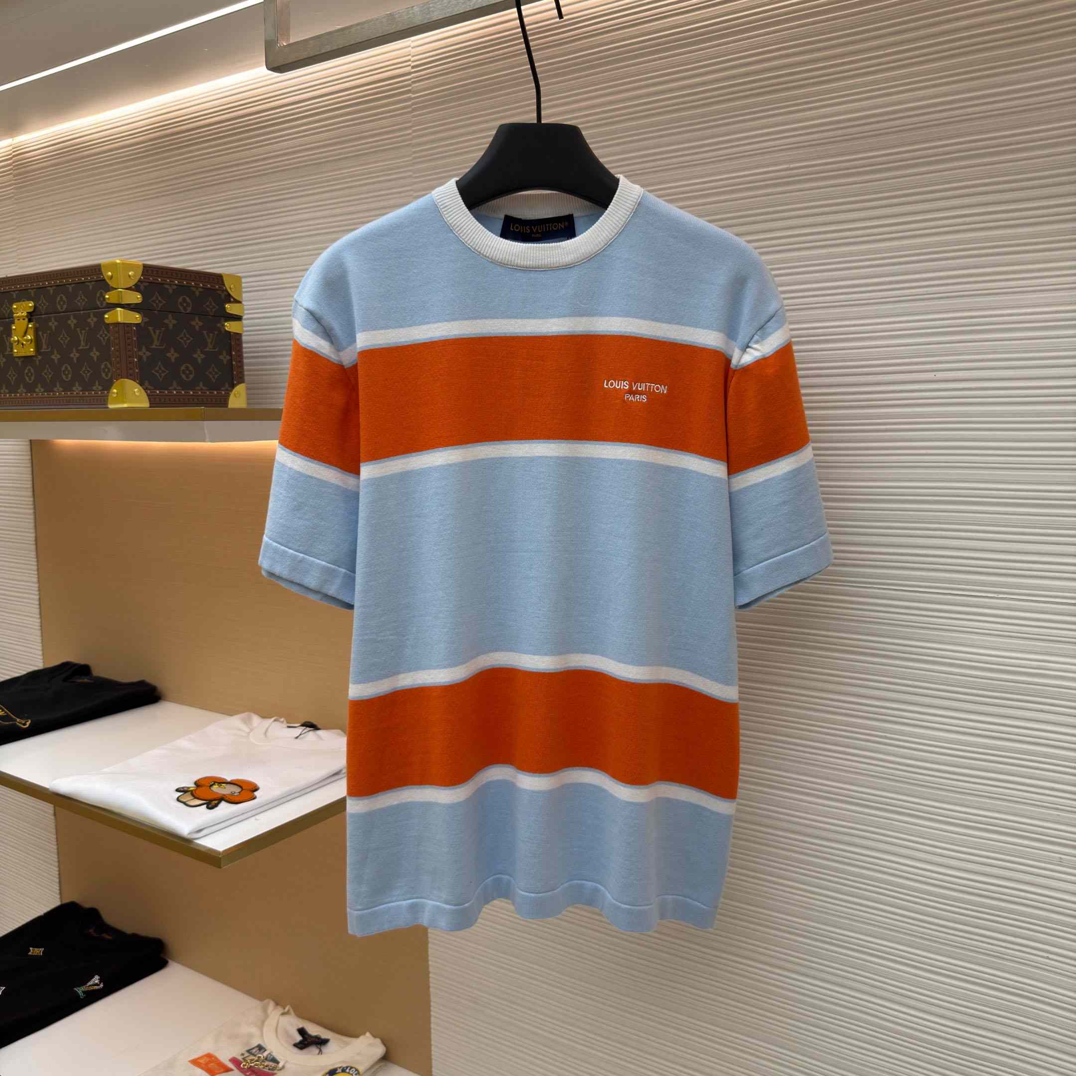 Louis Vuitton Striped Short-Sleeved T-Shirt 1AK7IC - DesignerGu