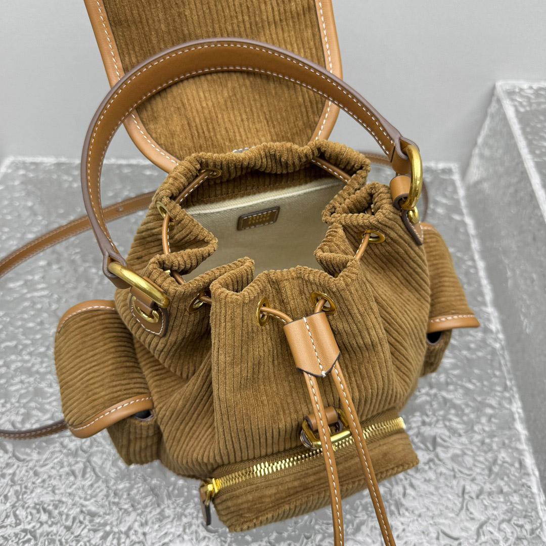 Miu Miu  Medium Corduroy Cotton Backpack - DesignerGu