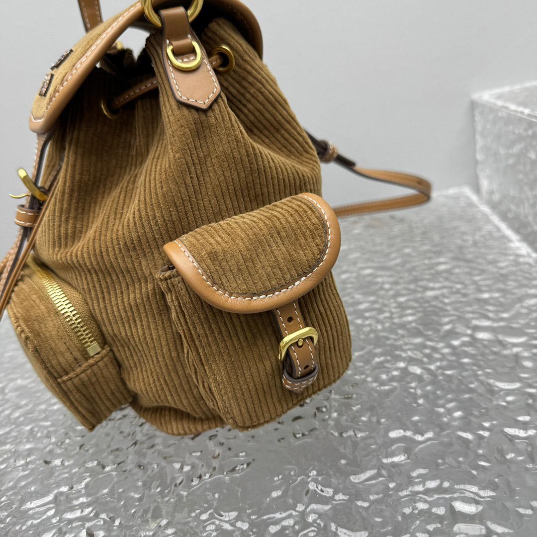 Miu Miu  Medium Corduroy Cotton Backpack - DesignerGu
