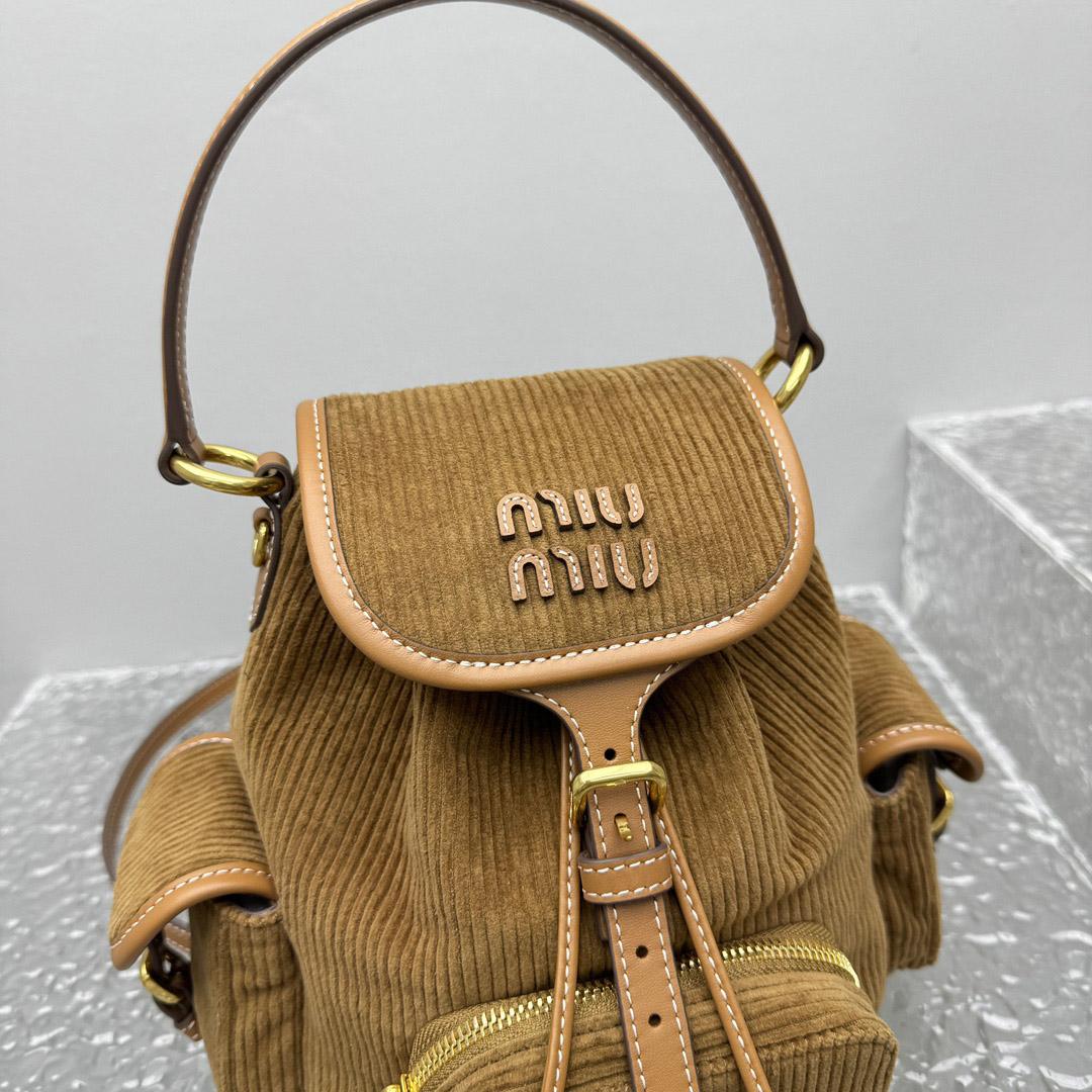 Miu Miu  Medium Corduroy Cotton Backpack - DesignerGu