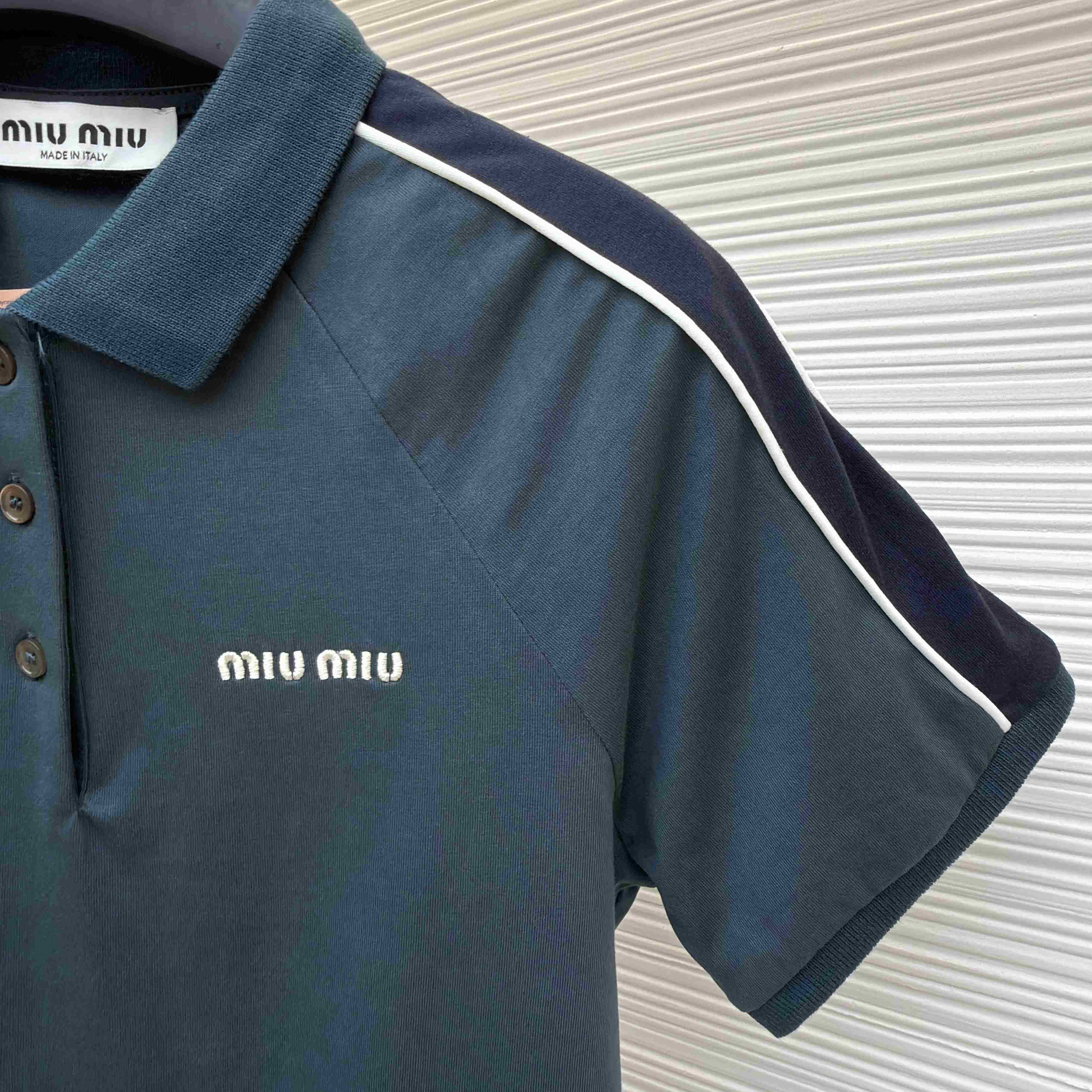 Miu Miu Cotton Jersey Polo Shirt - DesignerGu