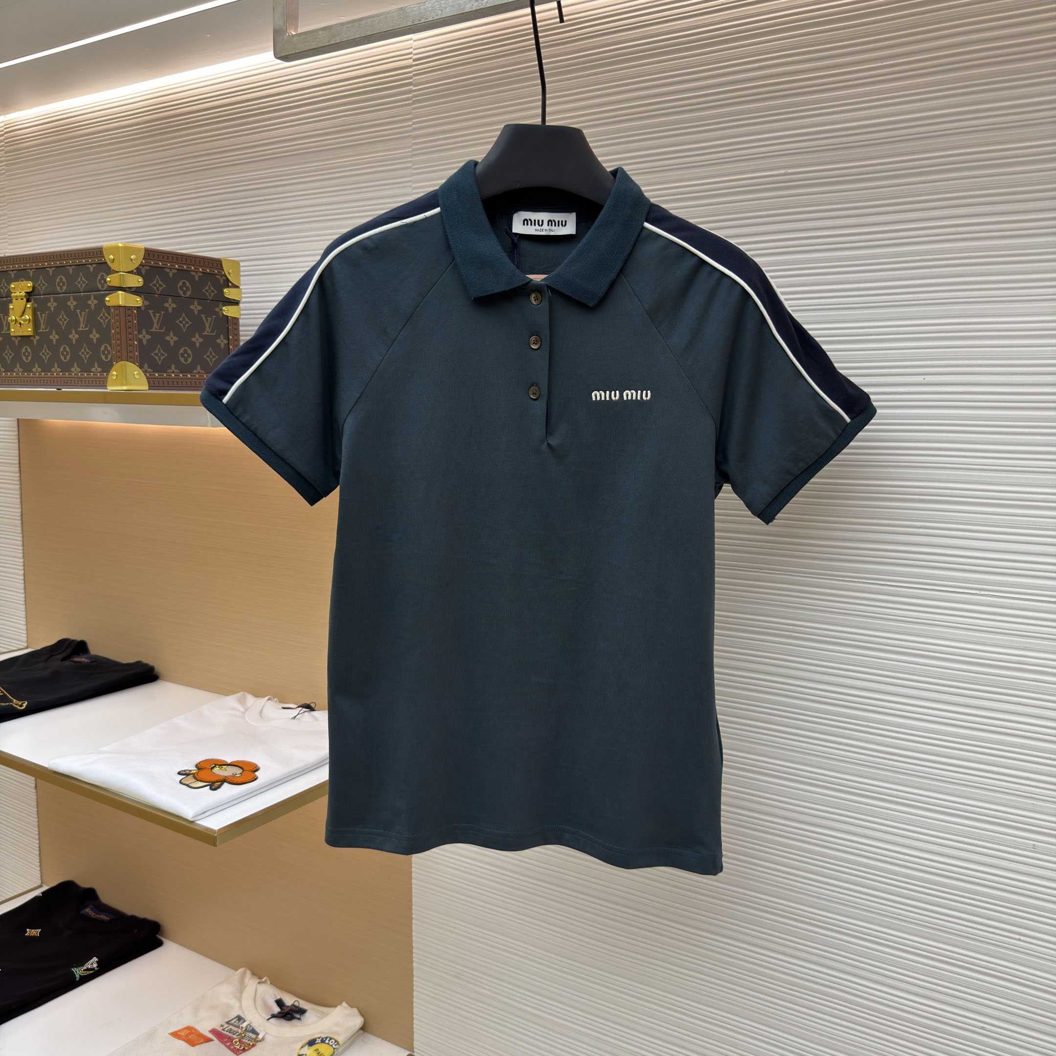 Miu Miu Cotton Jersey Polo Shirt - DesignerGu