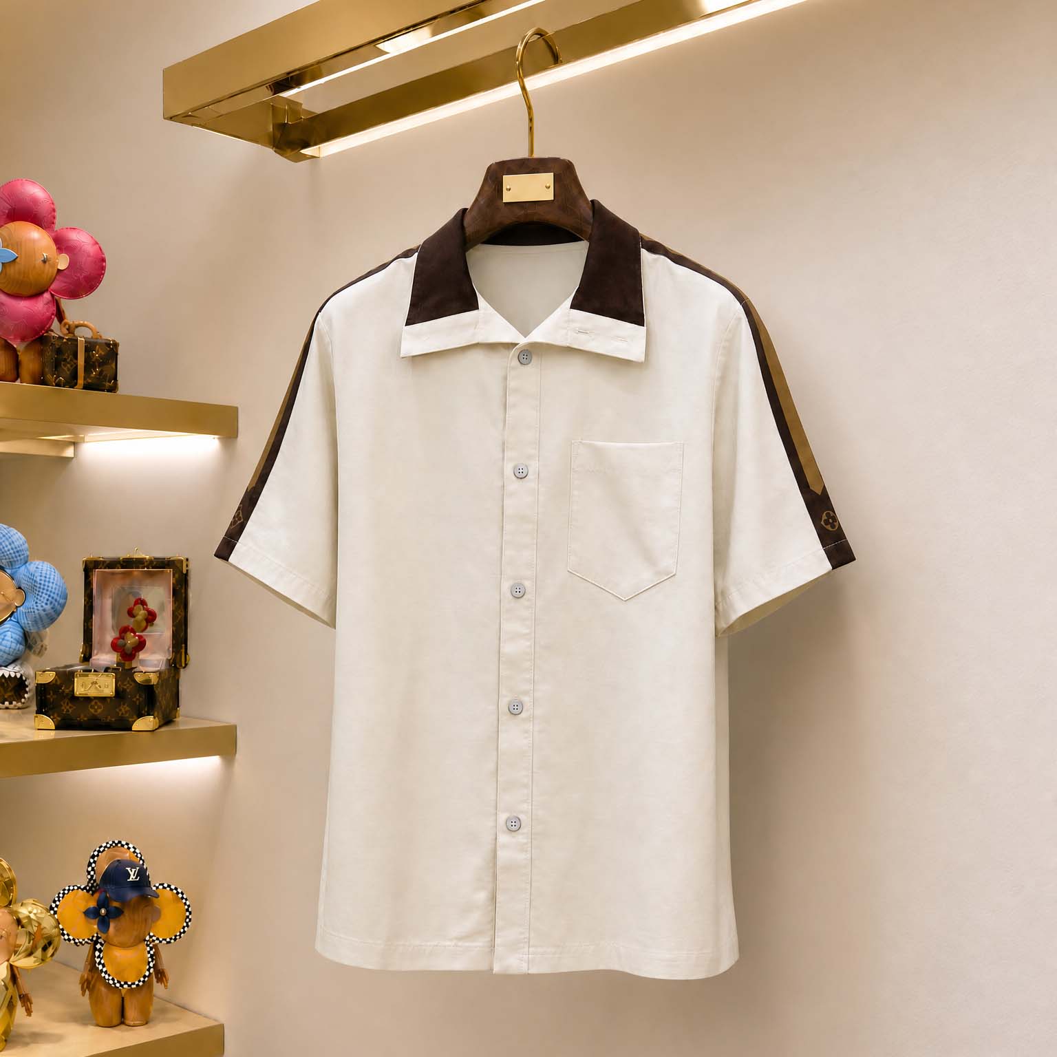 Louis Vuitton Bicolor Warm Up Short-Sleeved Shirt   1AJREV - DesignerGu