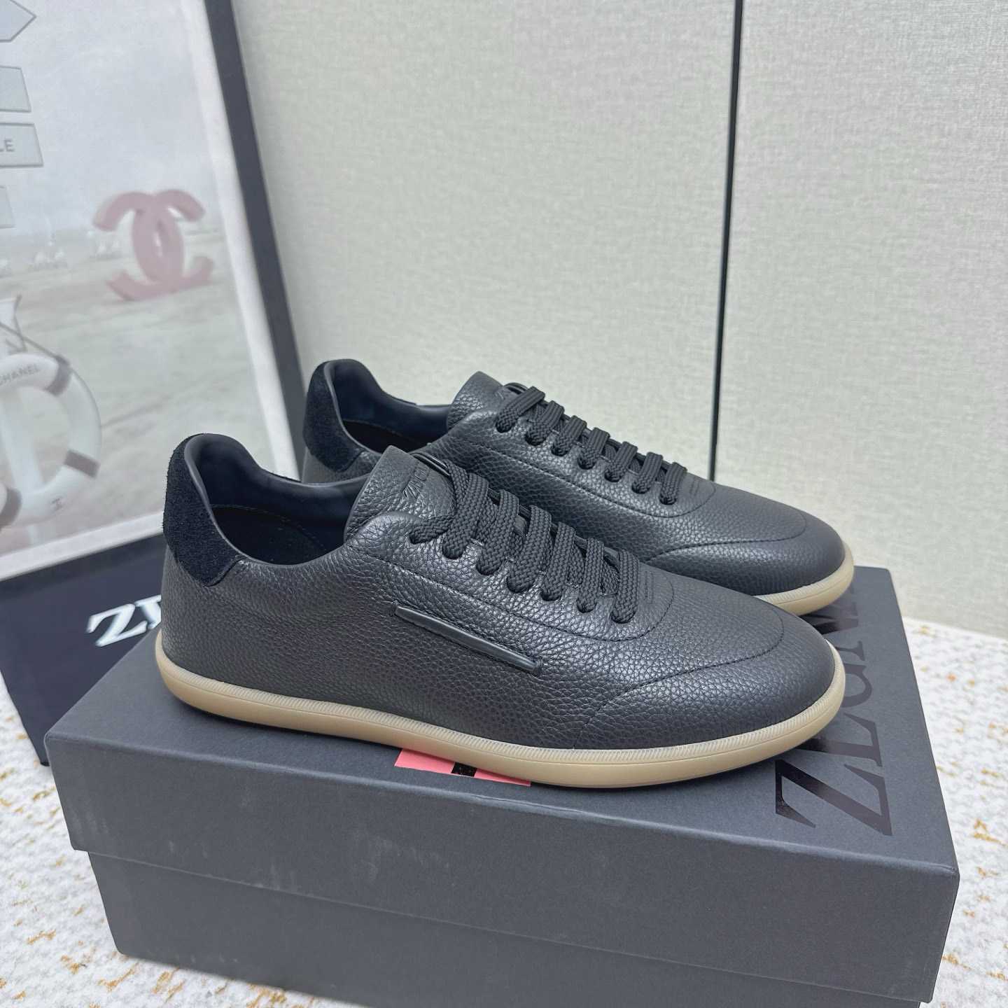 Zegna Grained Leather 232 Sneakers - DesignerGu