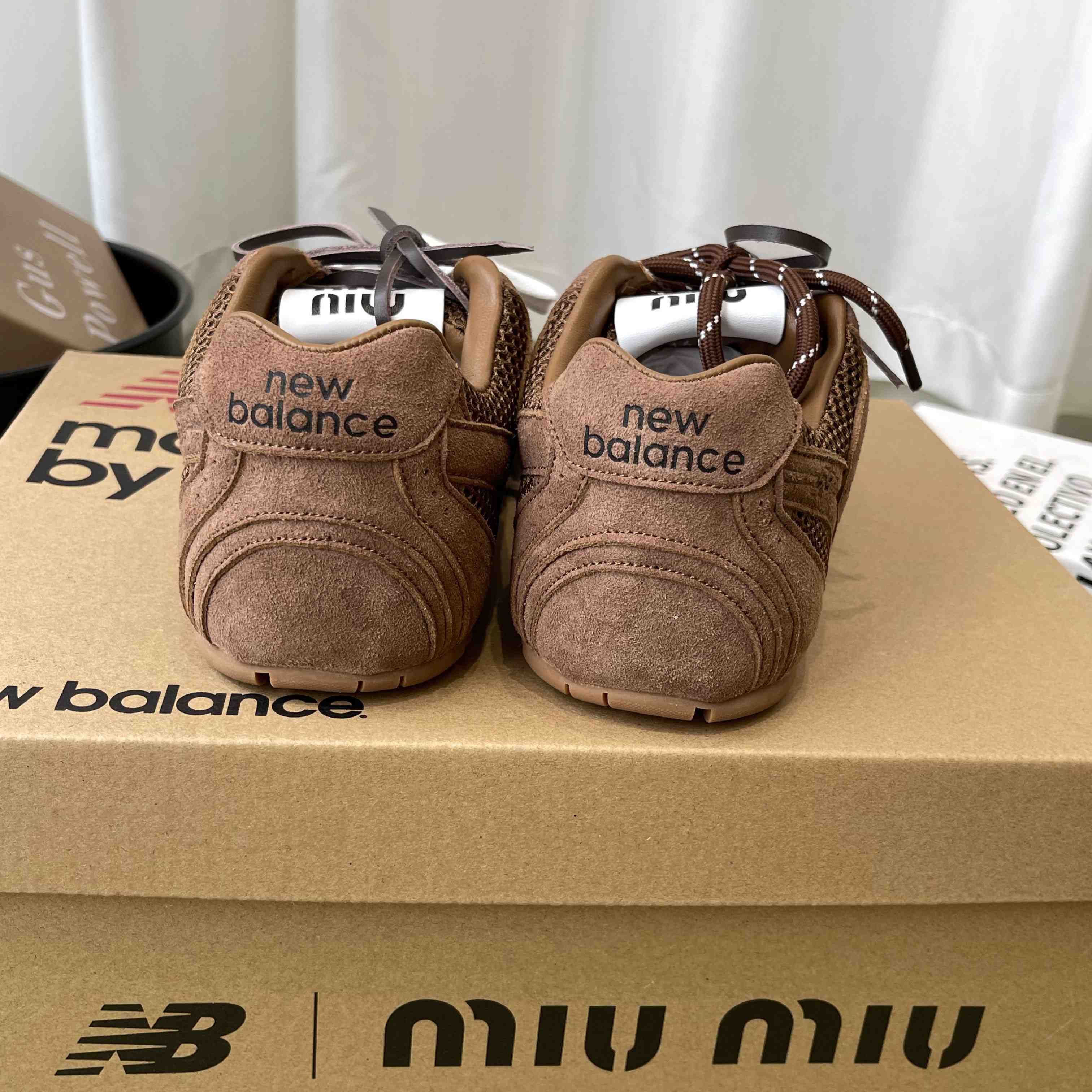 New Balance X Miu Miu 530 SL Suede And Mesh Sneakers - DesignerGu