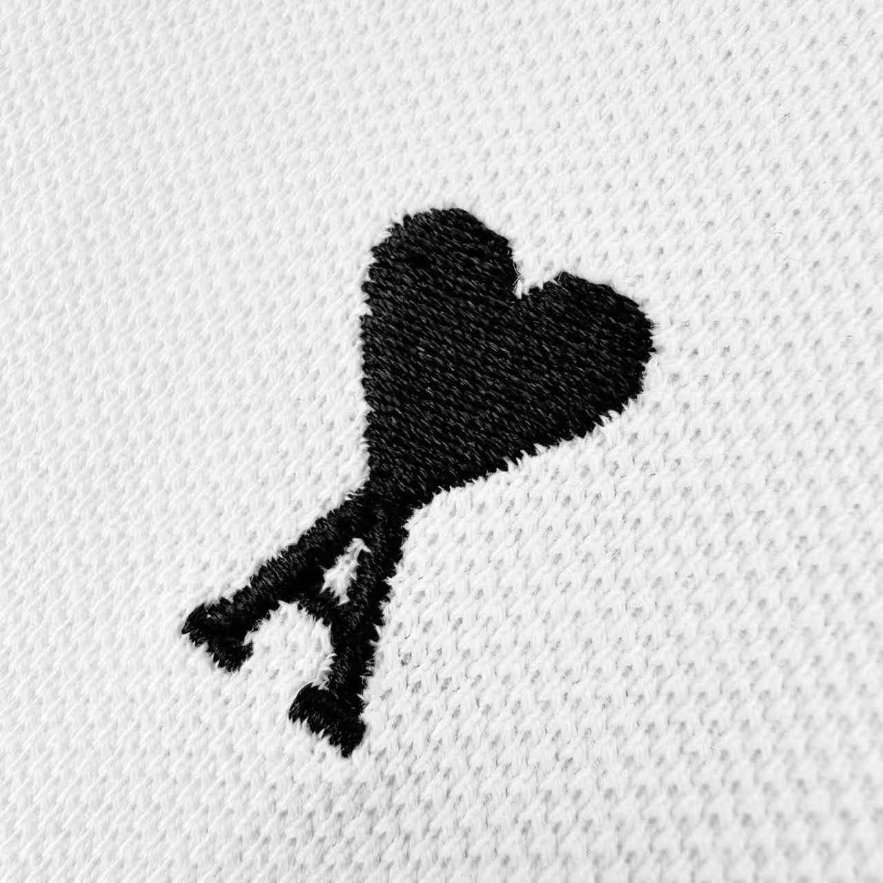 AMI Paris White Wool Short Sleeves Ami De Coeur Polo - DesignerGu