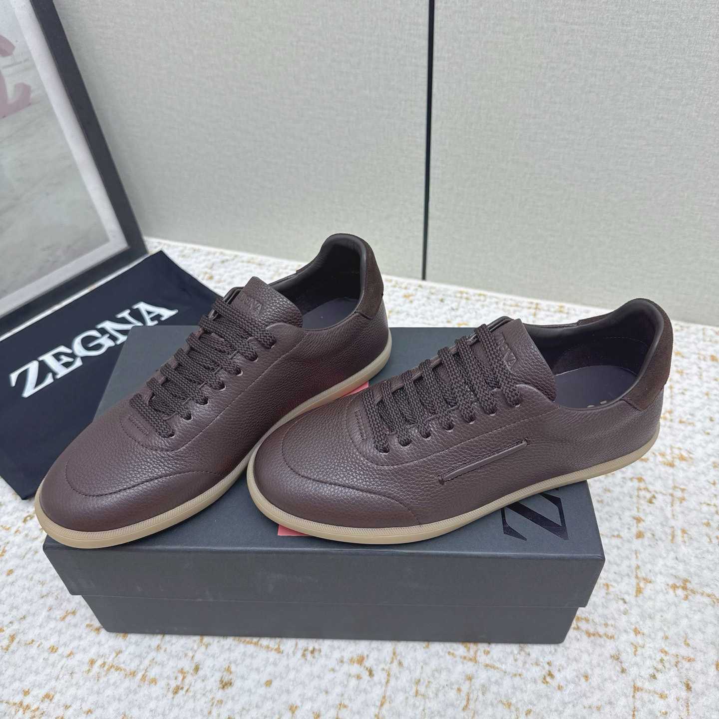 Zegna Grained Leather 232 Sneakers - DesignerGu