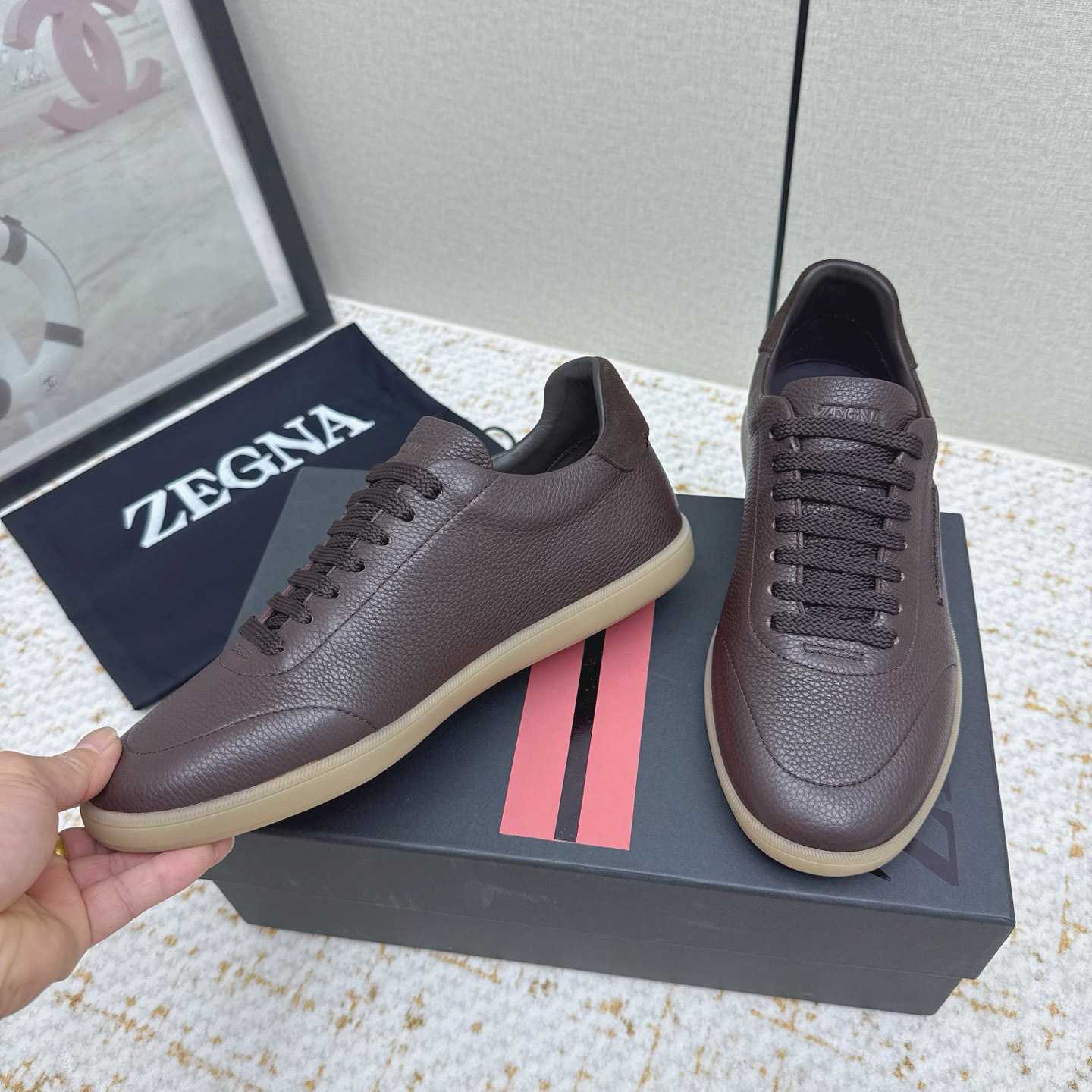 Zegna Grained Leather 232 Sneakers - DesignerGu