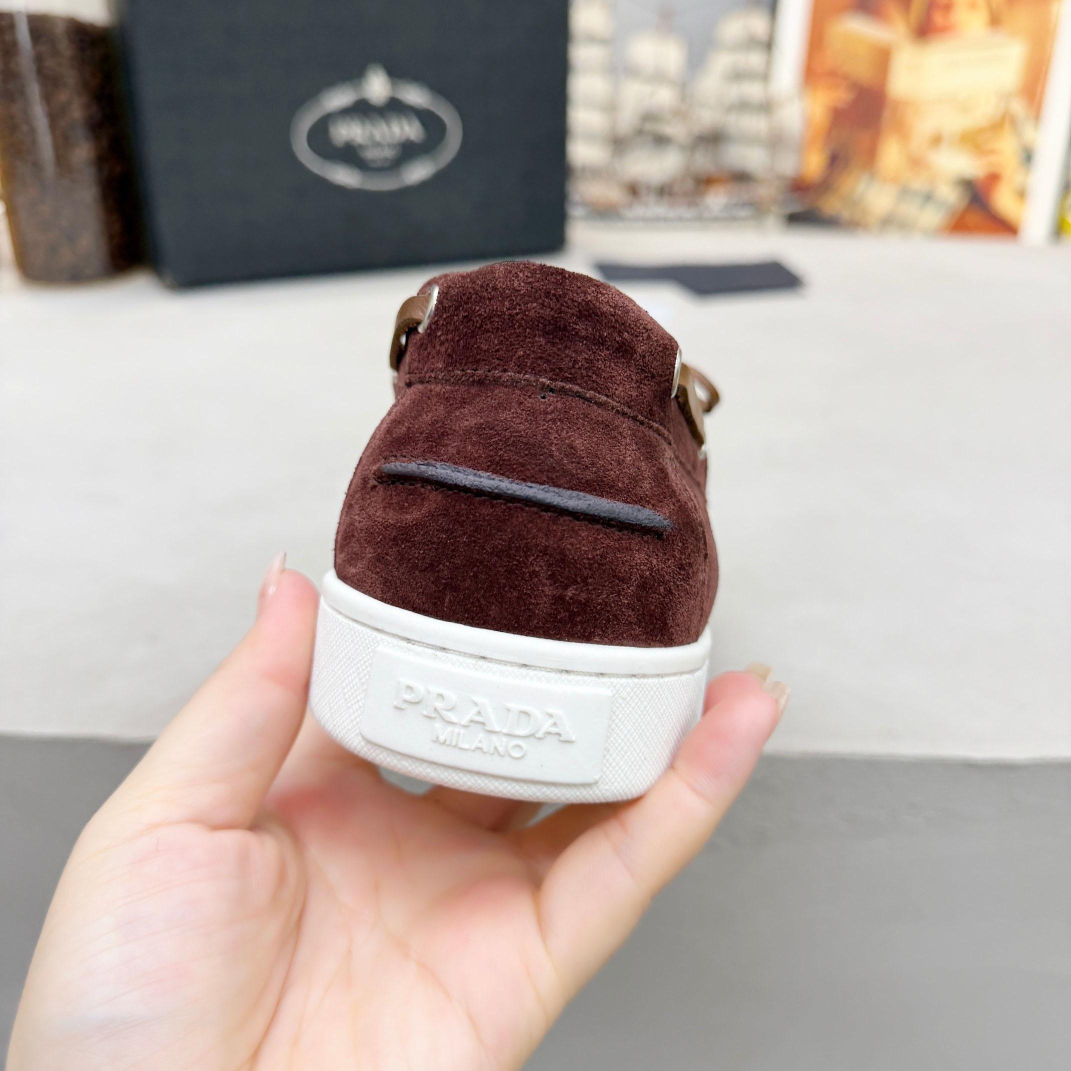 Prada Suede Boat Shoes With Laces - DesignerGu