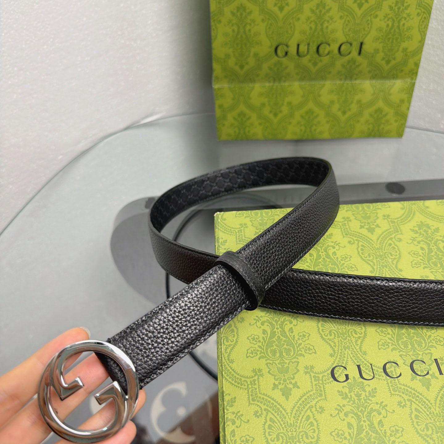 Gucci  Belt With Interlocking G Buckle - DesignerGu