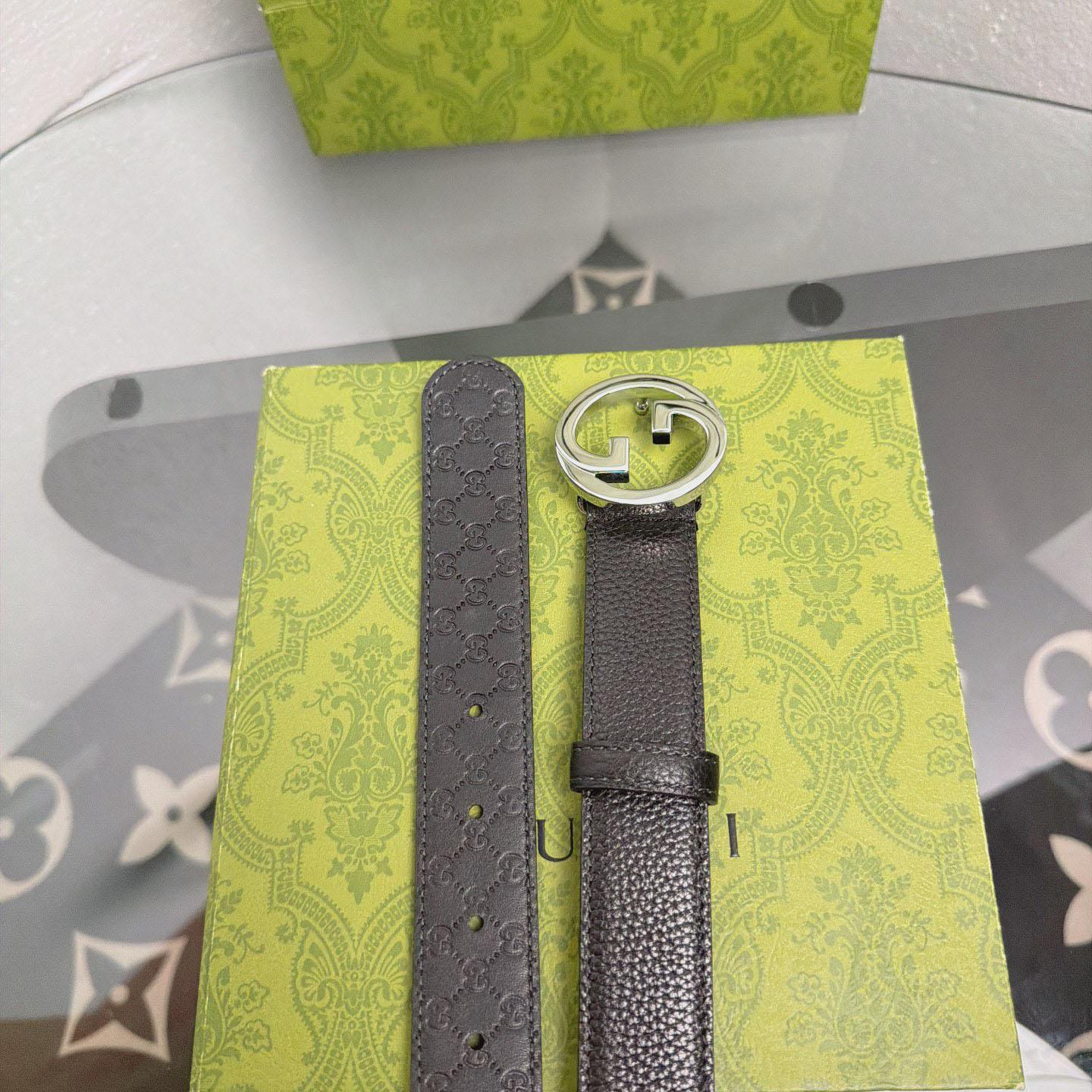Gucci  Belt With Interlocking G Buckle - DesignerGu